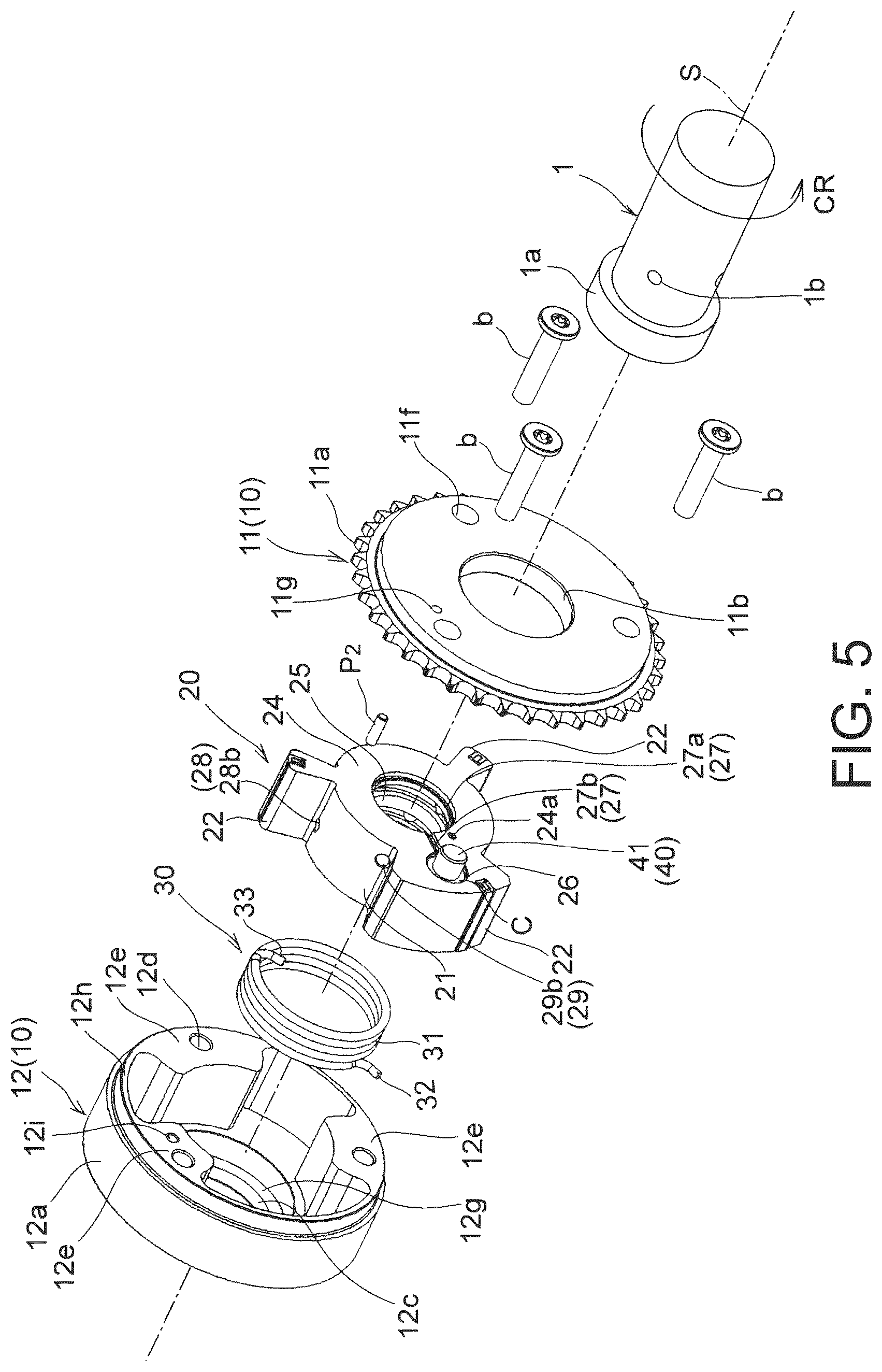 Patent US12410733 Figure 5 – Fluid control valve unit and valve timing change device