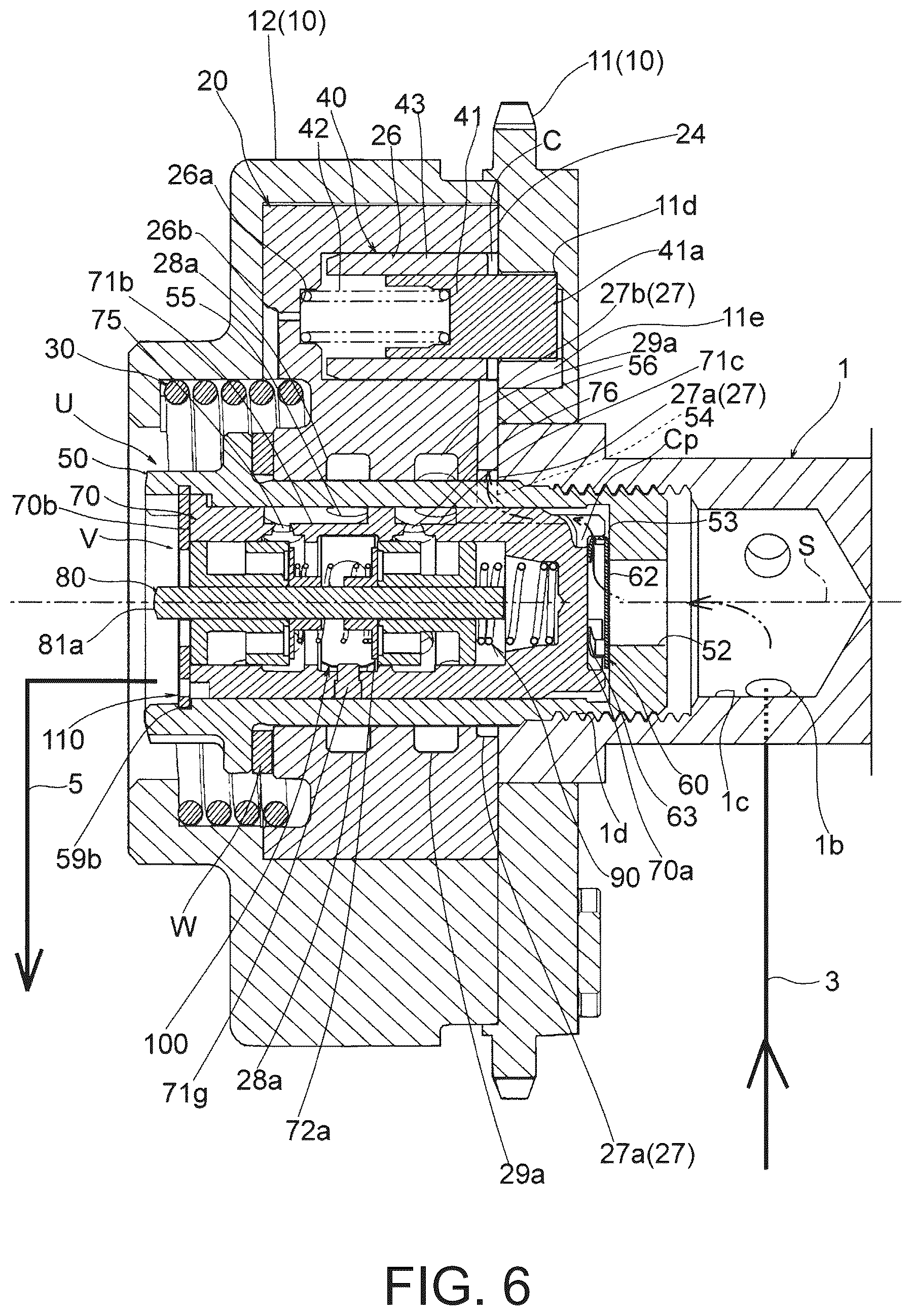 Patent US12410733 Figure 6 – Fluid control valve unit and valve timing change device