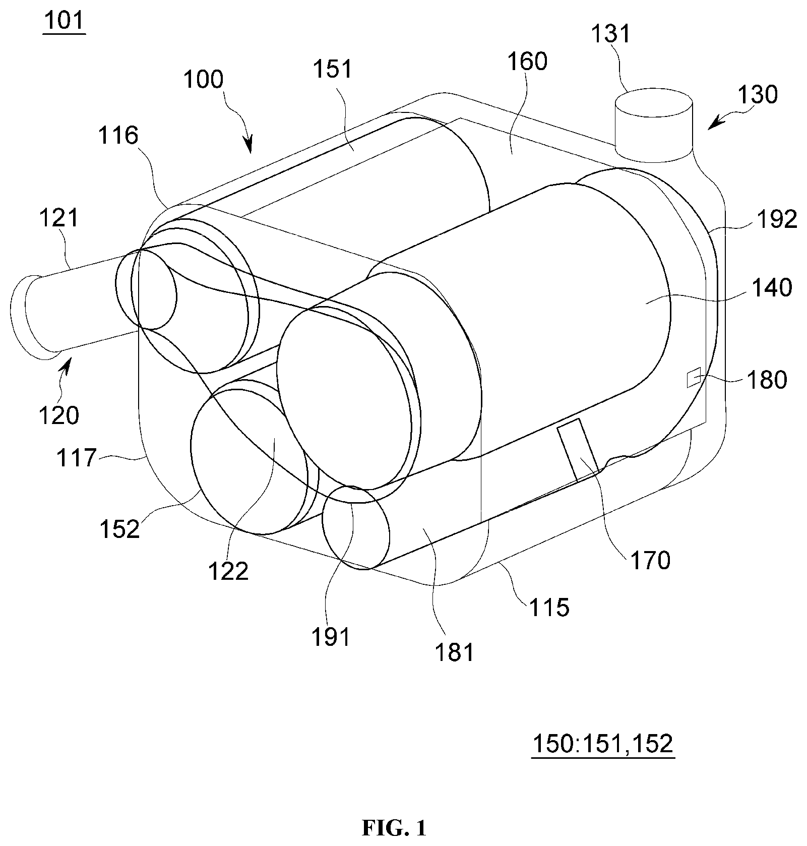 Patent US12410738 Figure 1 – Exhaust gas purification apparatus and construction machinery including the same