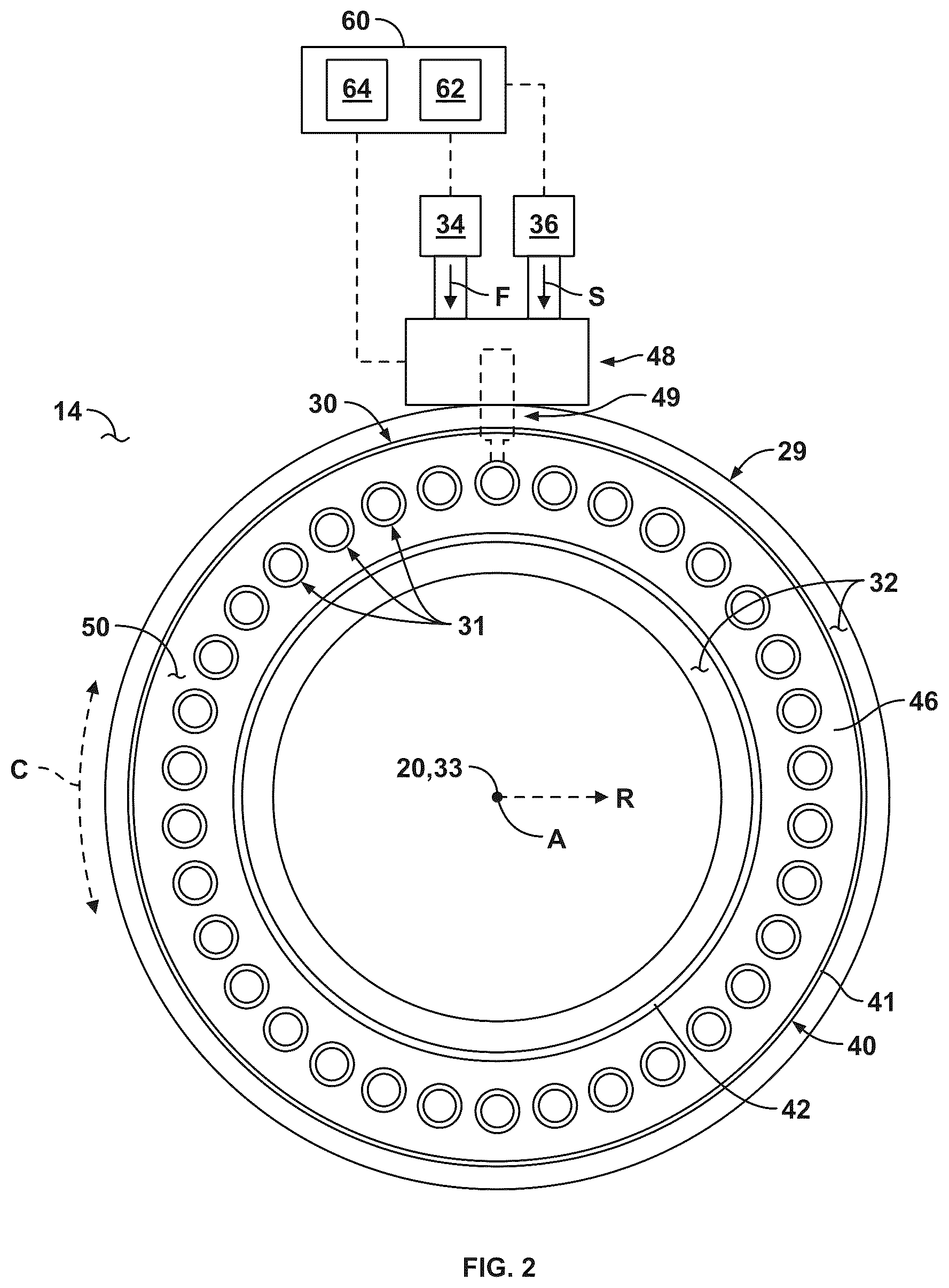 Patent US12410746 Figure 2 – Gas turbine and fuel nozzle assembly for mixing hydrogen fuel and steam to control flame speed