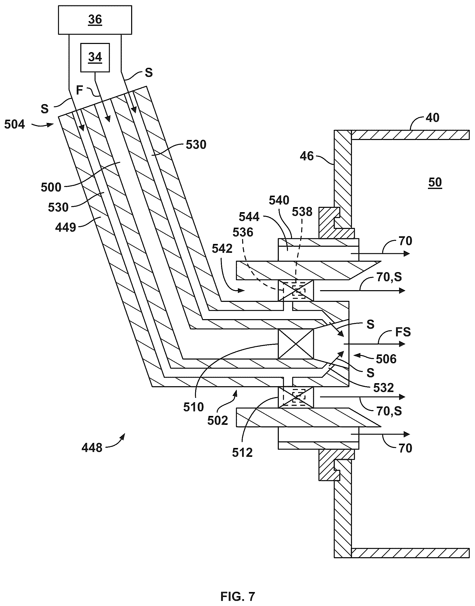 Patent US12410746 Figure 7 – Gas turbine and fuel nozzle assembly for mixing hydrogen fuel and steam to control flame speed