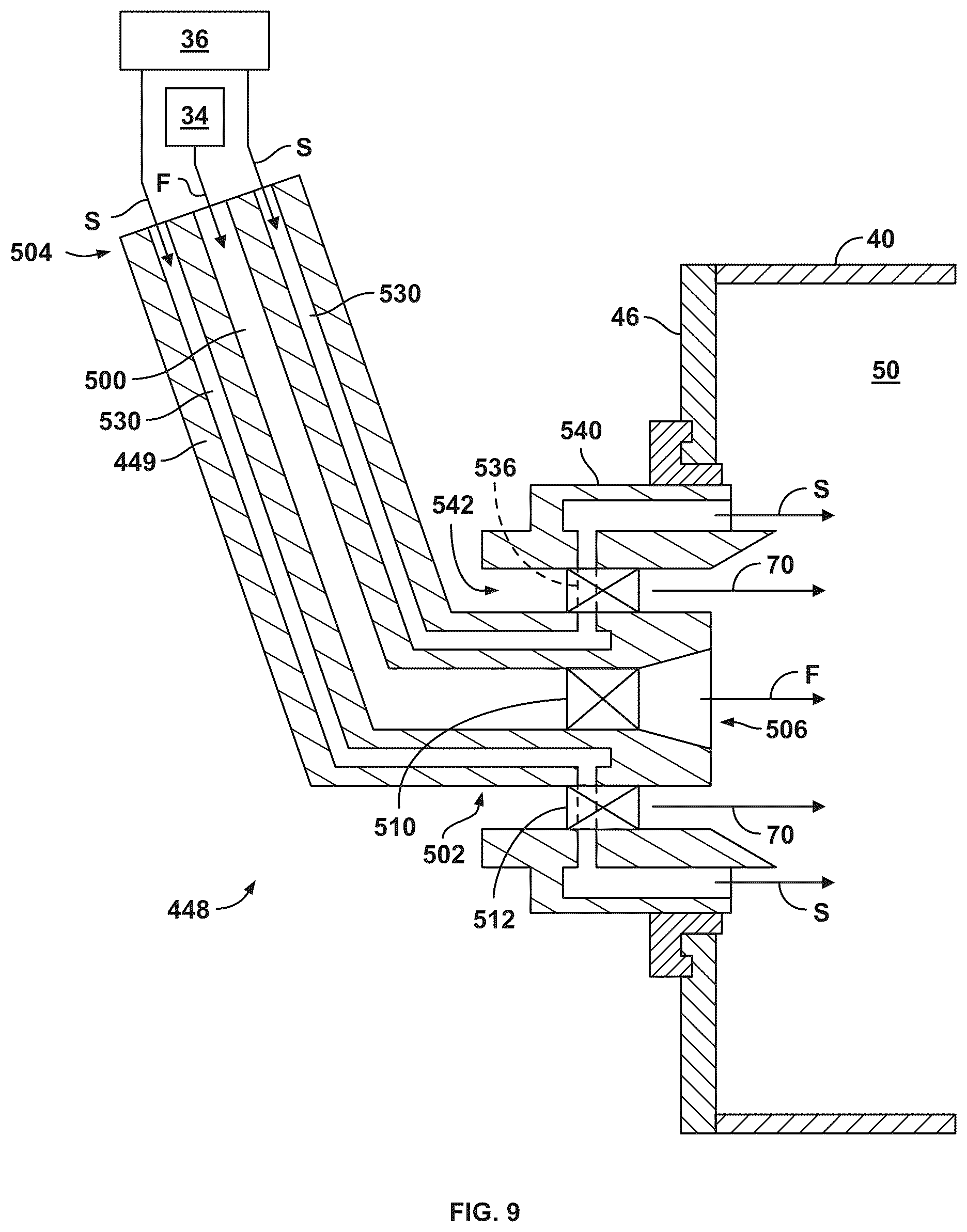 Patent US12410746 Figure 9 – Gas turbine and fuel nozzle assembly for mixing hydrogen fuel and steam to control flame speed