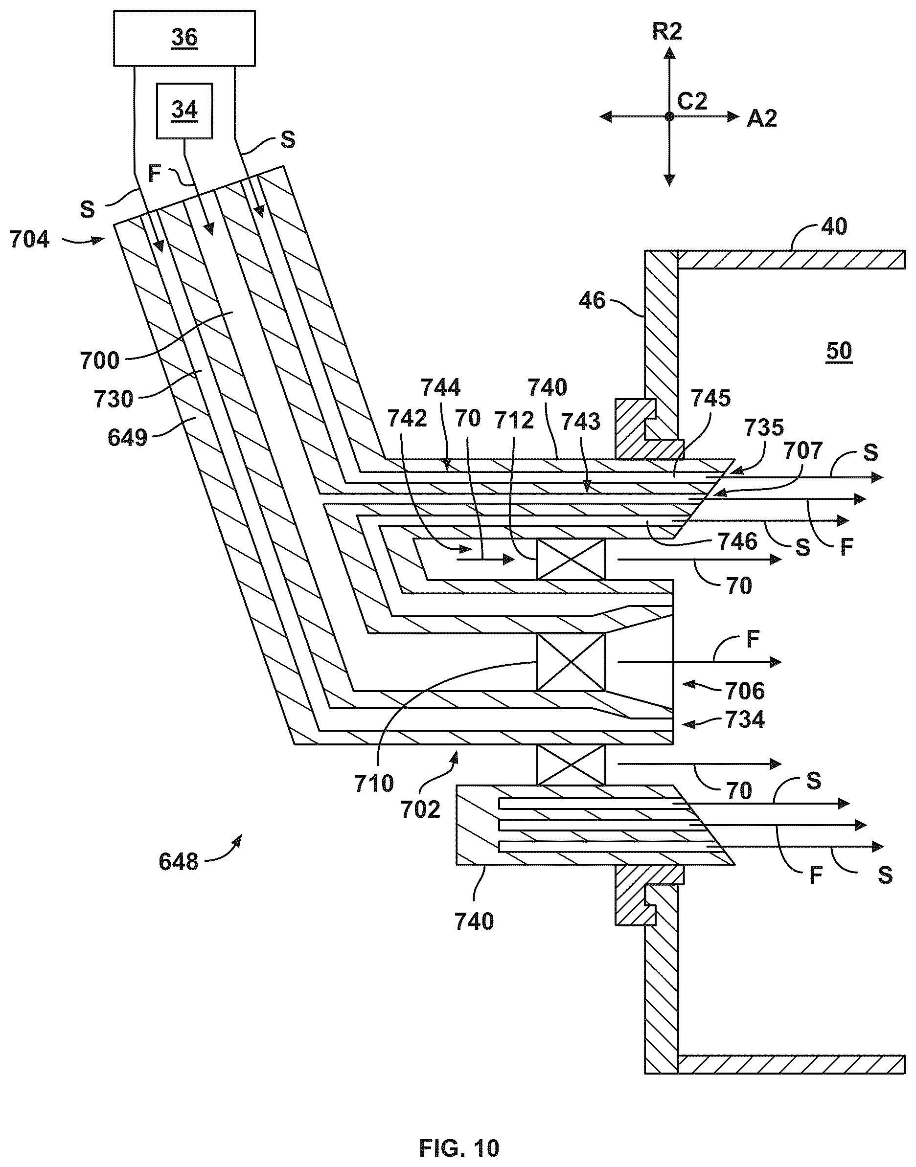 Patent US12410746 Figure 10 – Gas turbine and fuel nozzle assembly for mixing hydrogen fuel and steam to control flame speed