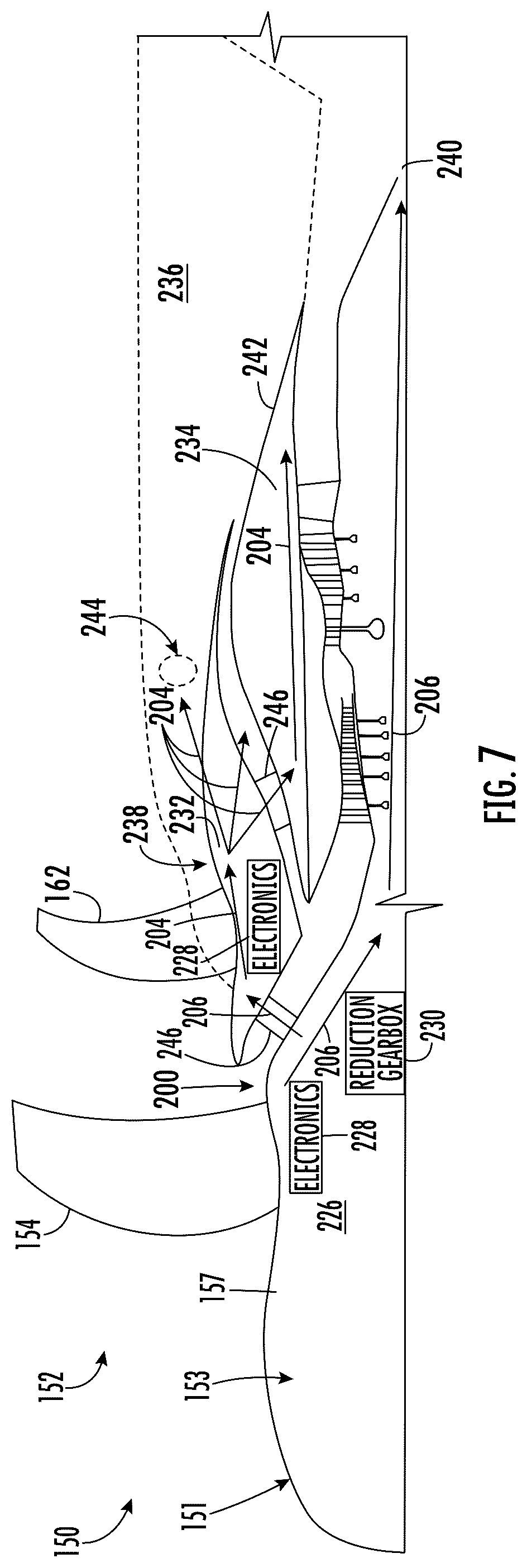 Patent US12410749 Figure 5 – Engine having an open fan with reduced boundary layer induced distortion