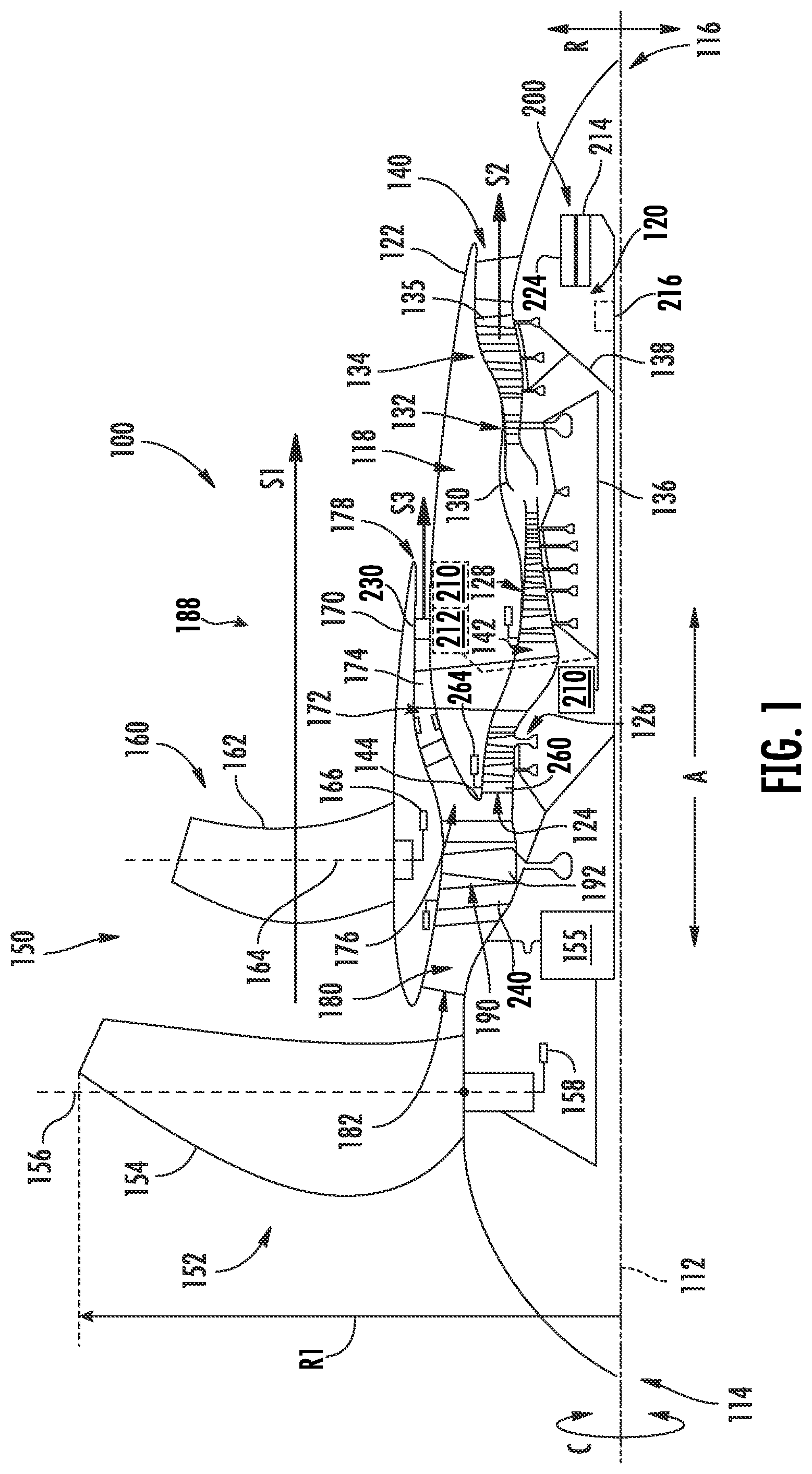 Patent US12410758 Figure 1 – Three-stream gas turbine engine control