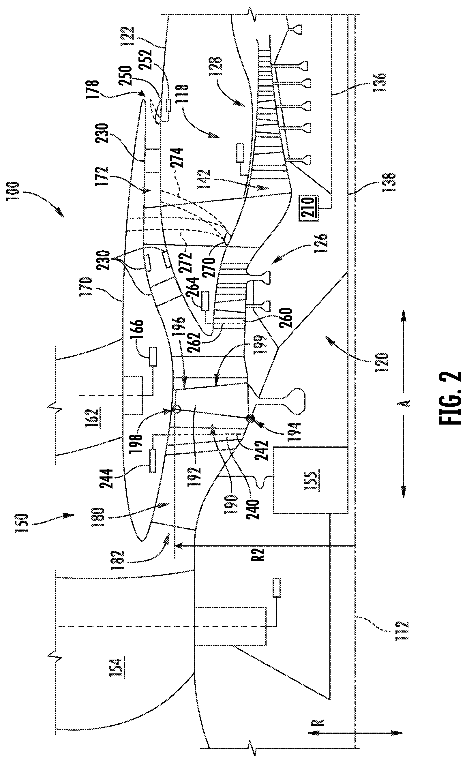 Patent US12410758 Figure 2 – Three-stream gas turbine engine control