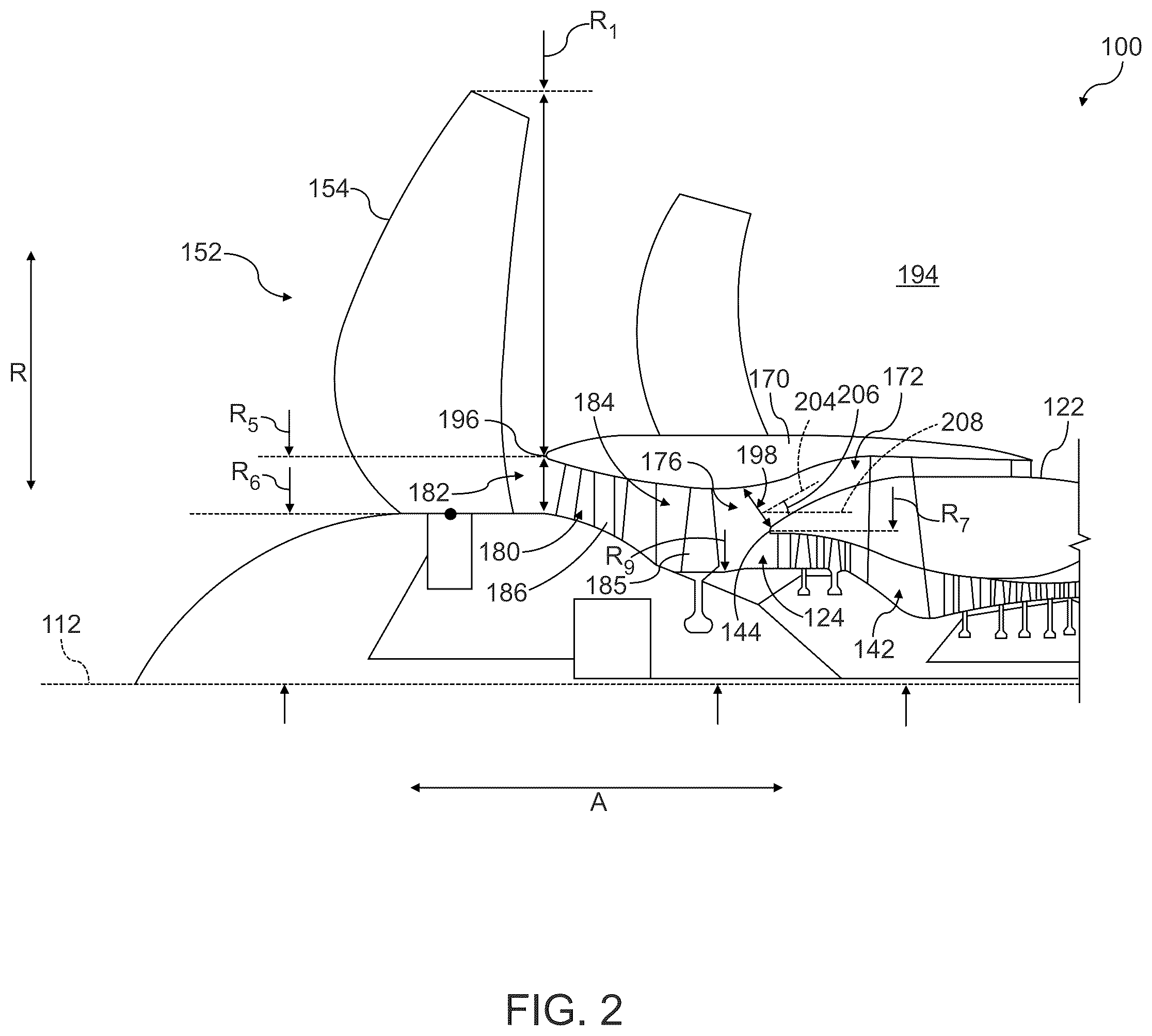 Patent US12410763 Figure 2 – Gas turbine engine with third stream