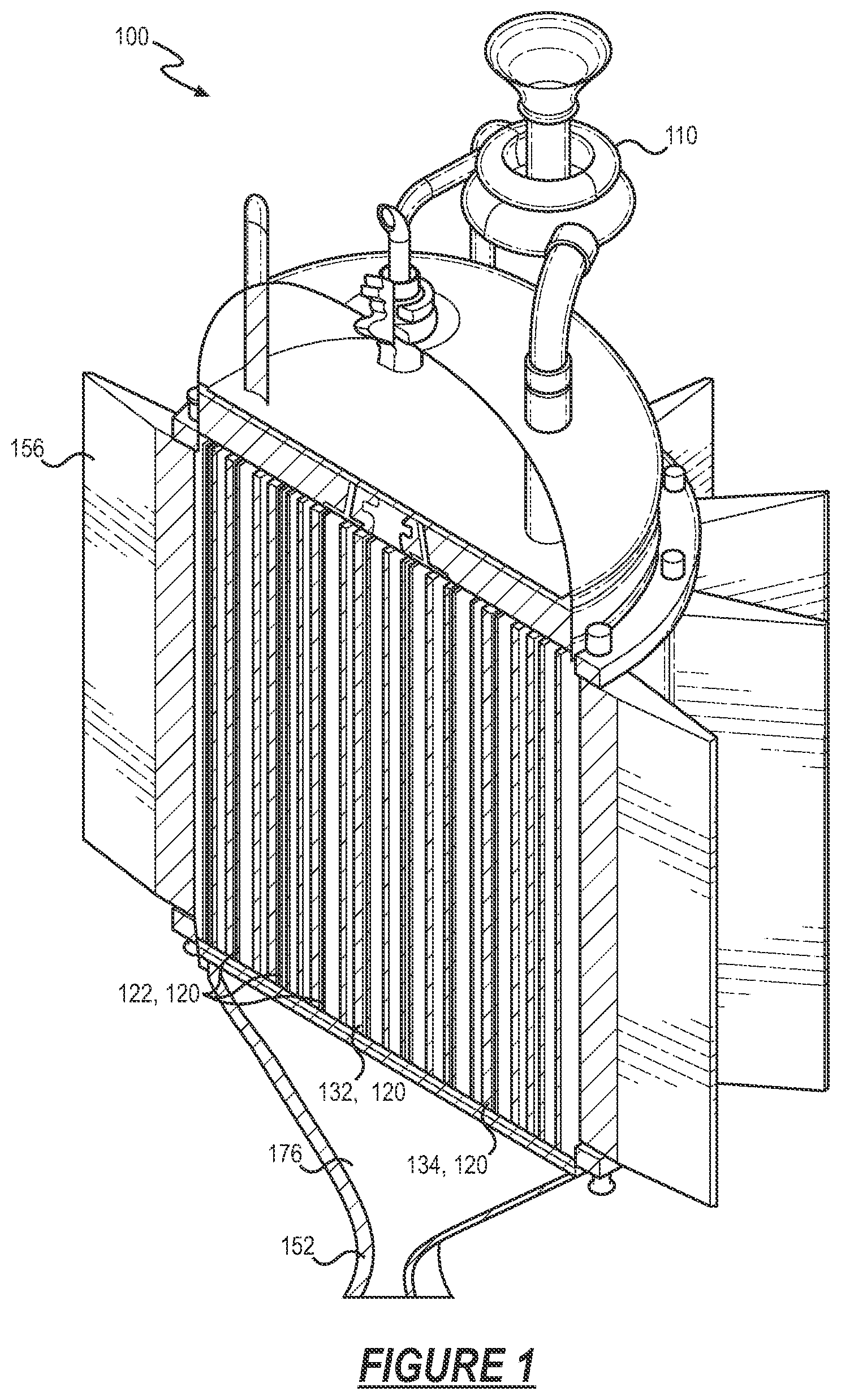 Patent US12410766 Figure 1 – Radial in-flow particle bed nuclear rocket engine and method
