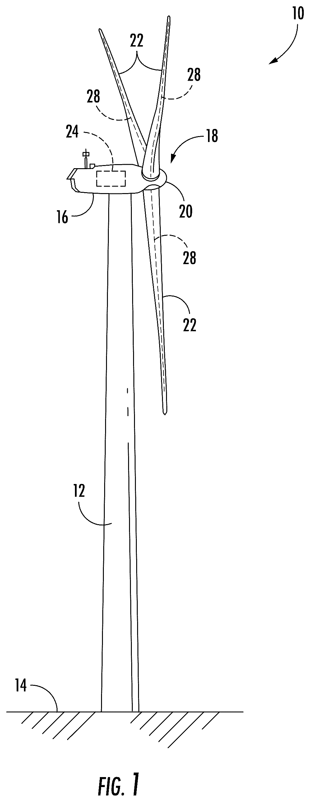 Patent US12410771 Figure 1 – System and method for compensating for rotor imbalance in a wind turbine