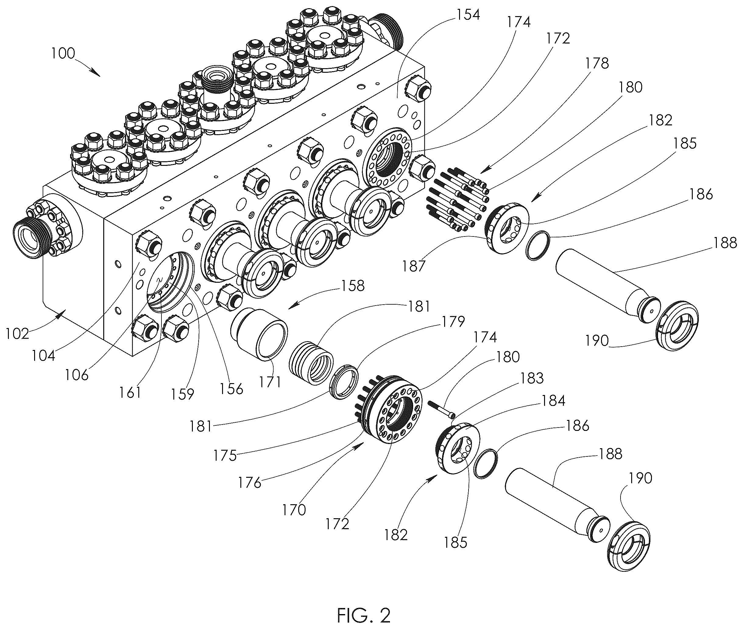 Patent US12410789 Figure 2 – Fluid end assembly