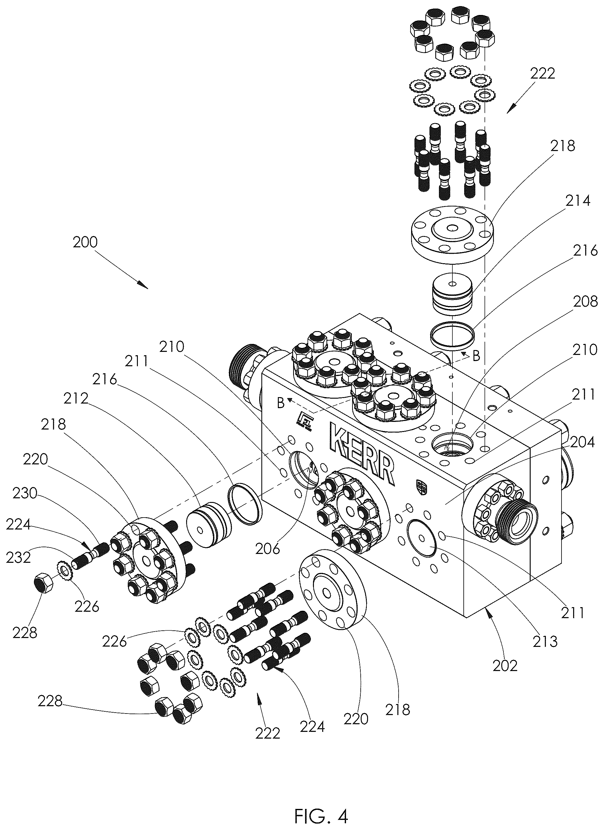 Patent US12410789 Figure 4 – Fluid end assembly