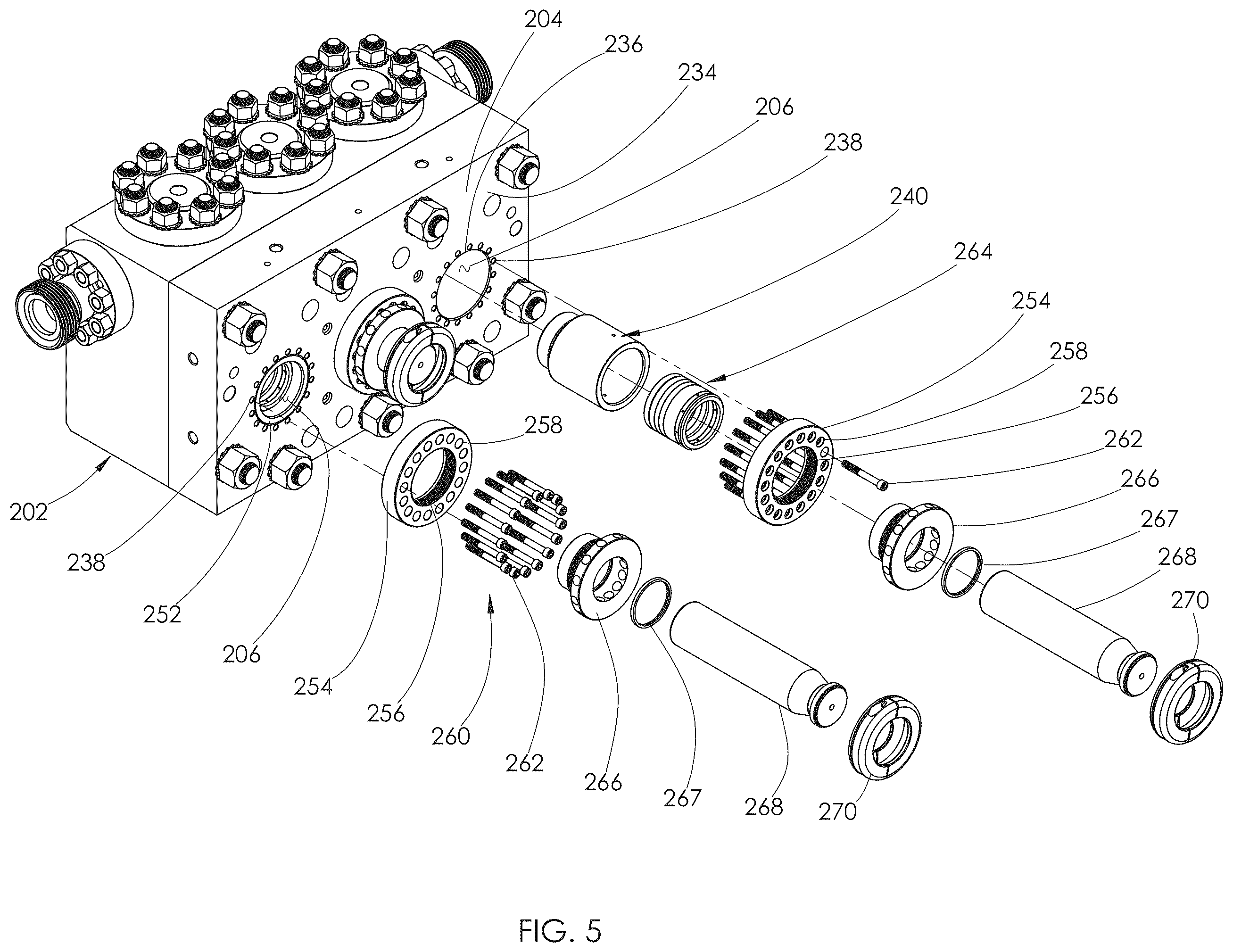 Patent US12410789 Figure 5 – Fluid end assembly