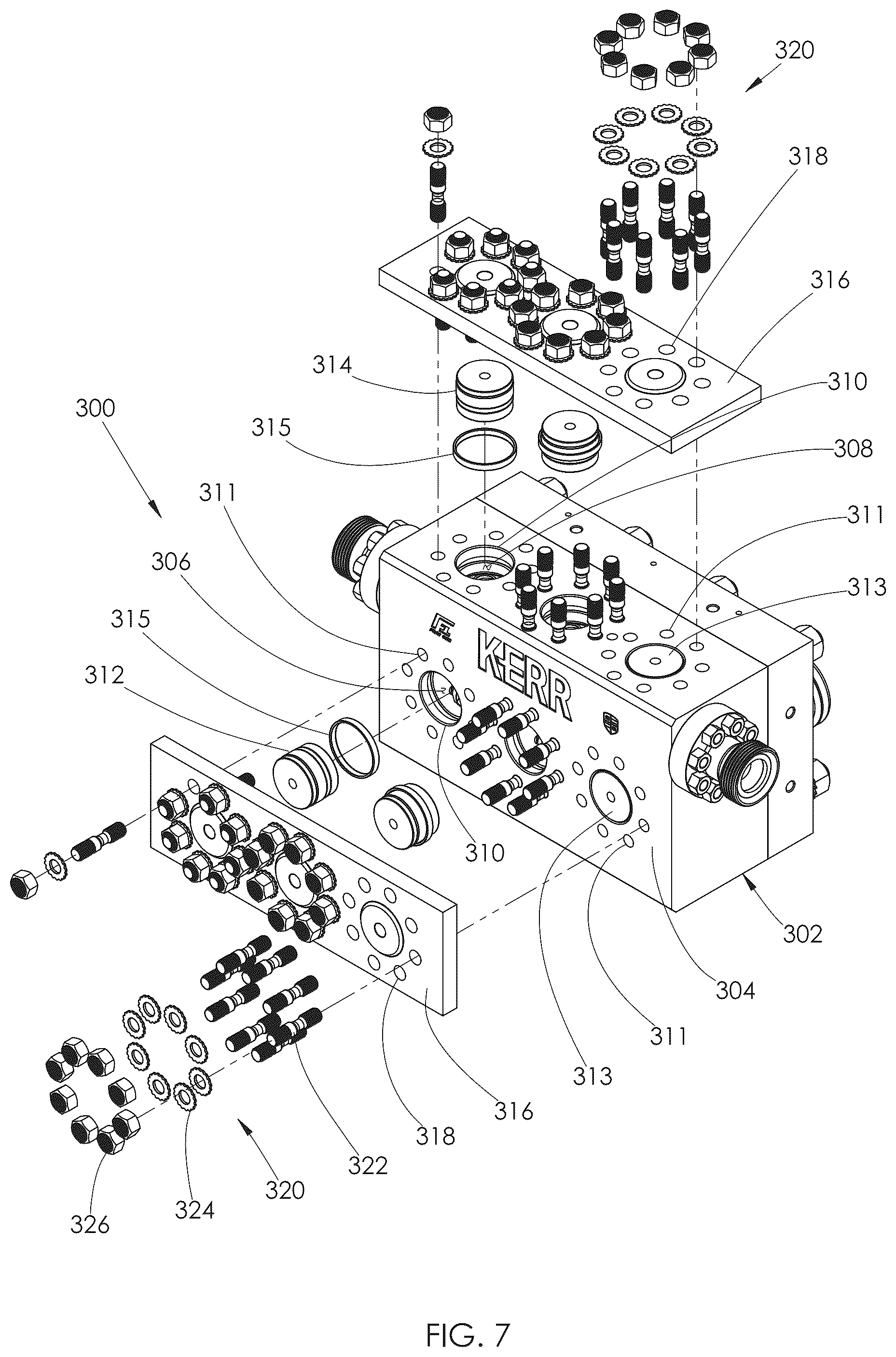 Patent US12410789 Figure 7 – Fluid end assembly