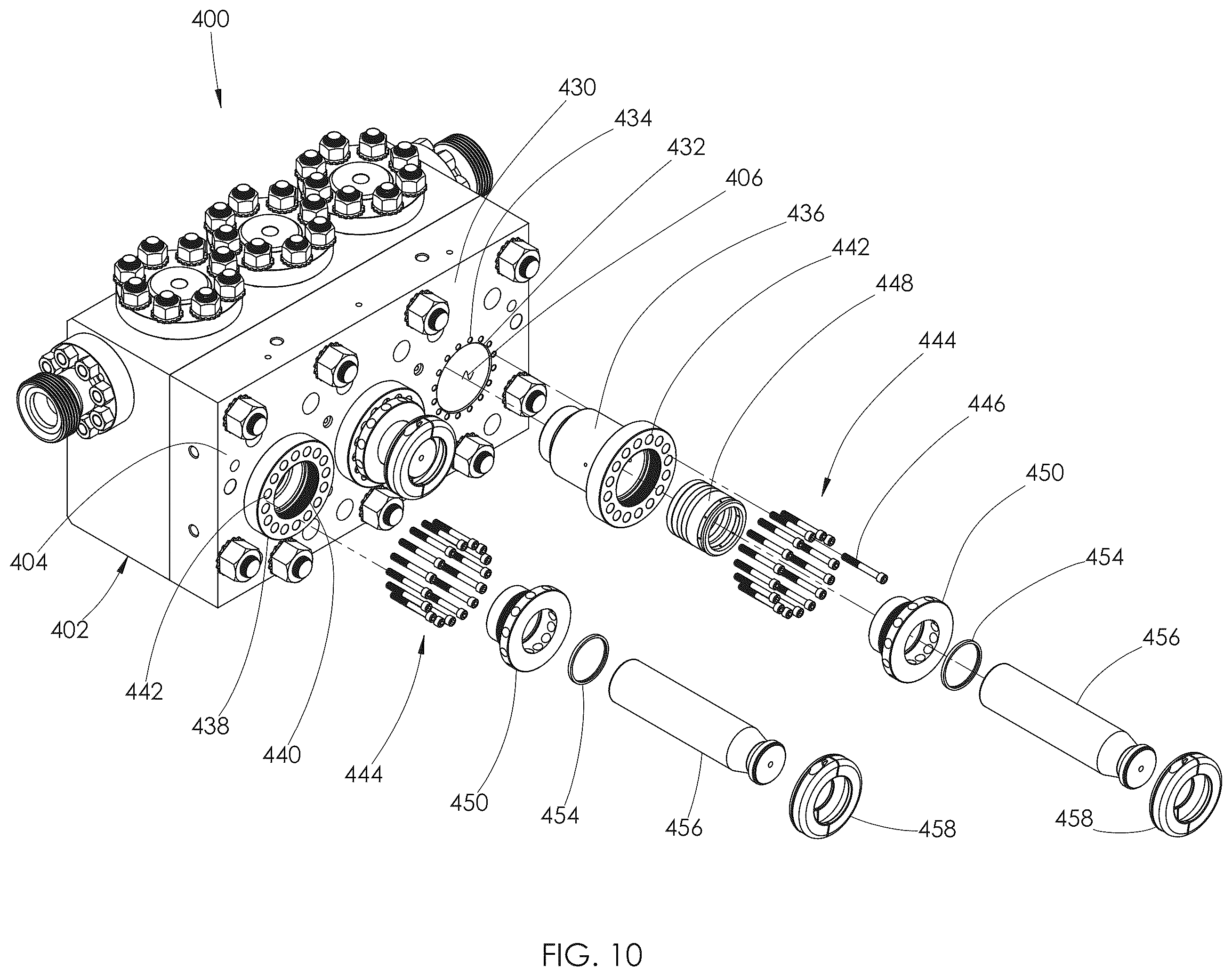 Patent US12410789 Figure 10 – Fluid end assembly