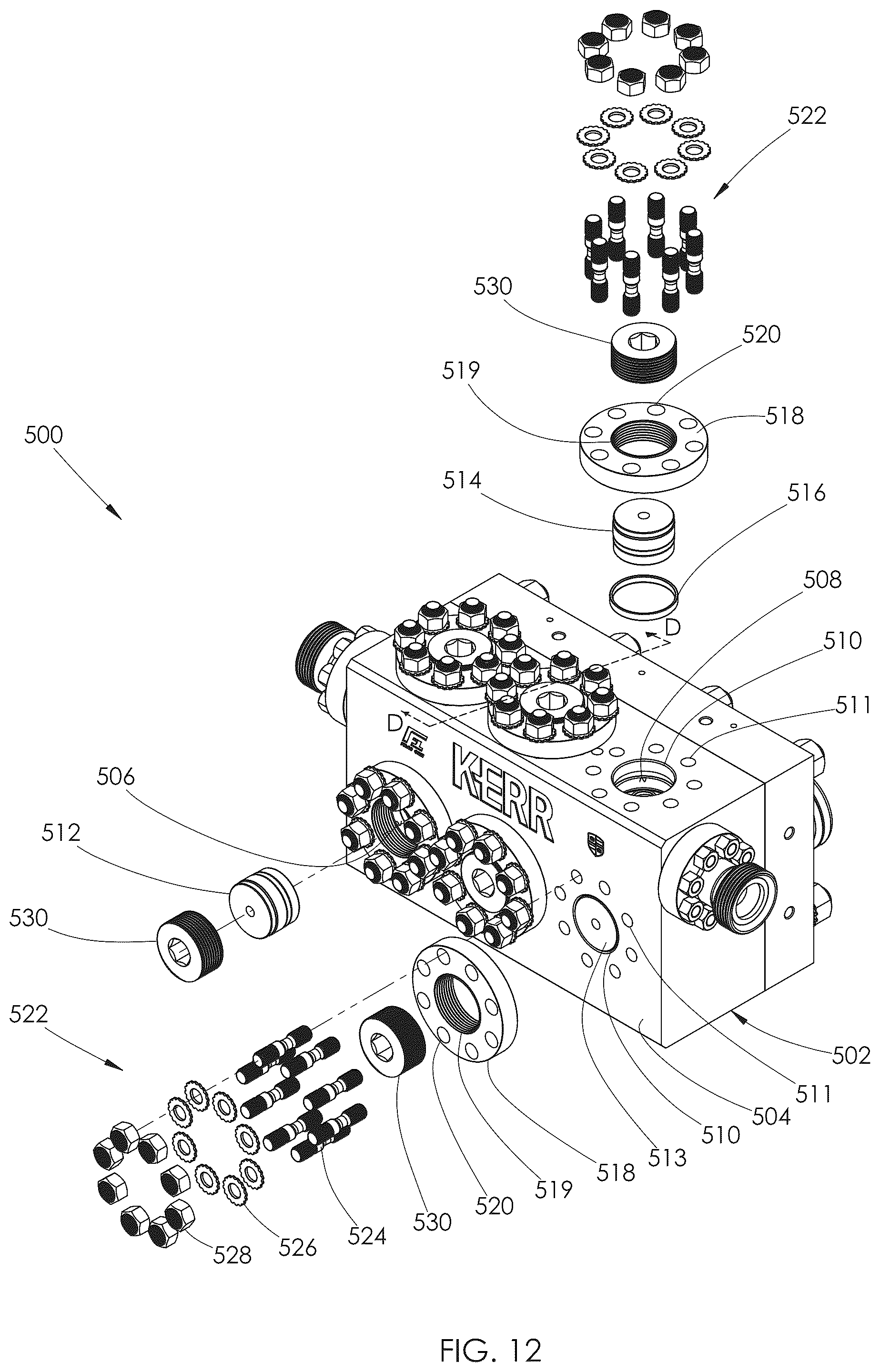 Patent US12410789 Figure 12 – Fluid end assembly