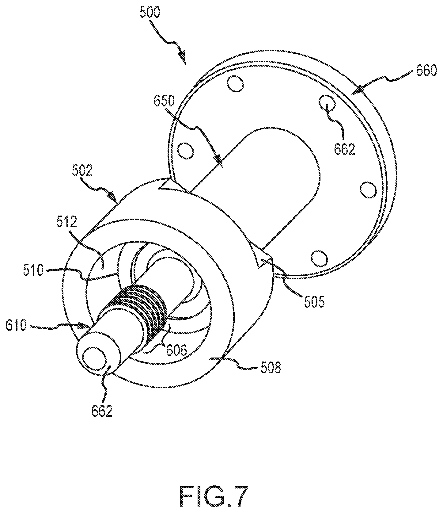 Patent US12410800 Figure 7 – Coupling and rotor shaft for molten metal devices