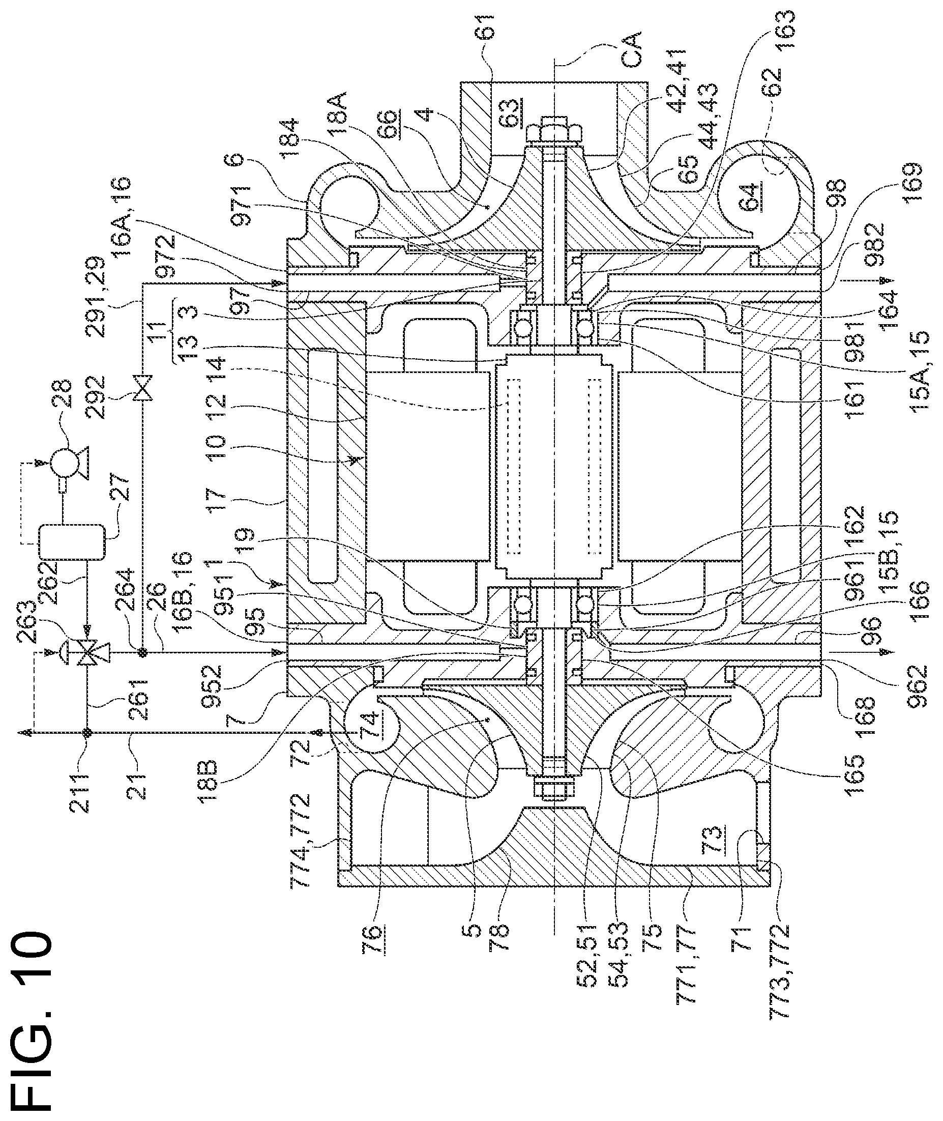 Patent US12410802 Figure 10 – Multi-stage electric centrifugal compressor
