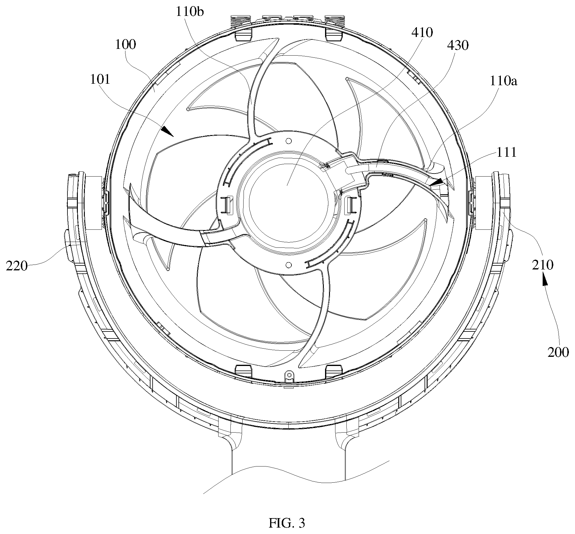 Patent US12410804 Figure 3 – Air blowing structure and fan