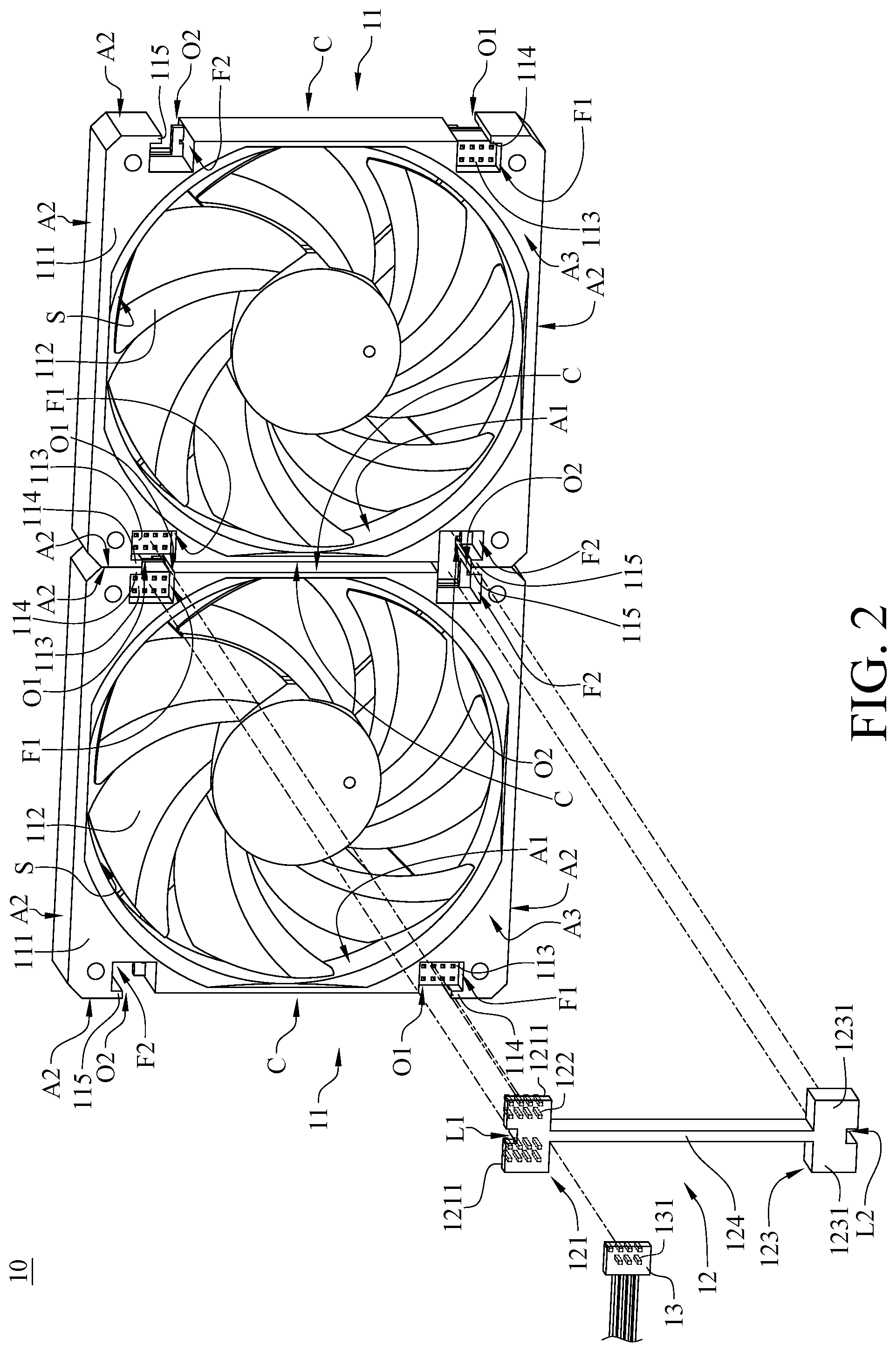 Patent US12410814 Figure 2 – Fan assembly, fan apparatus, and connector