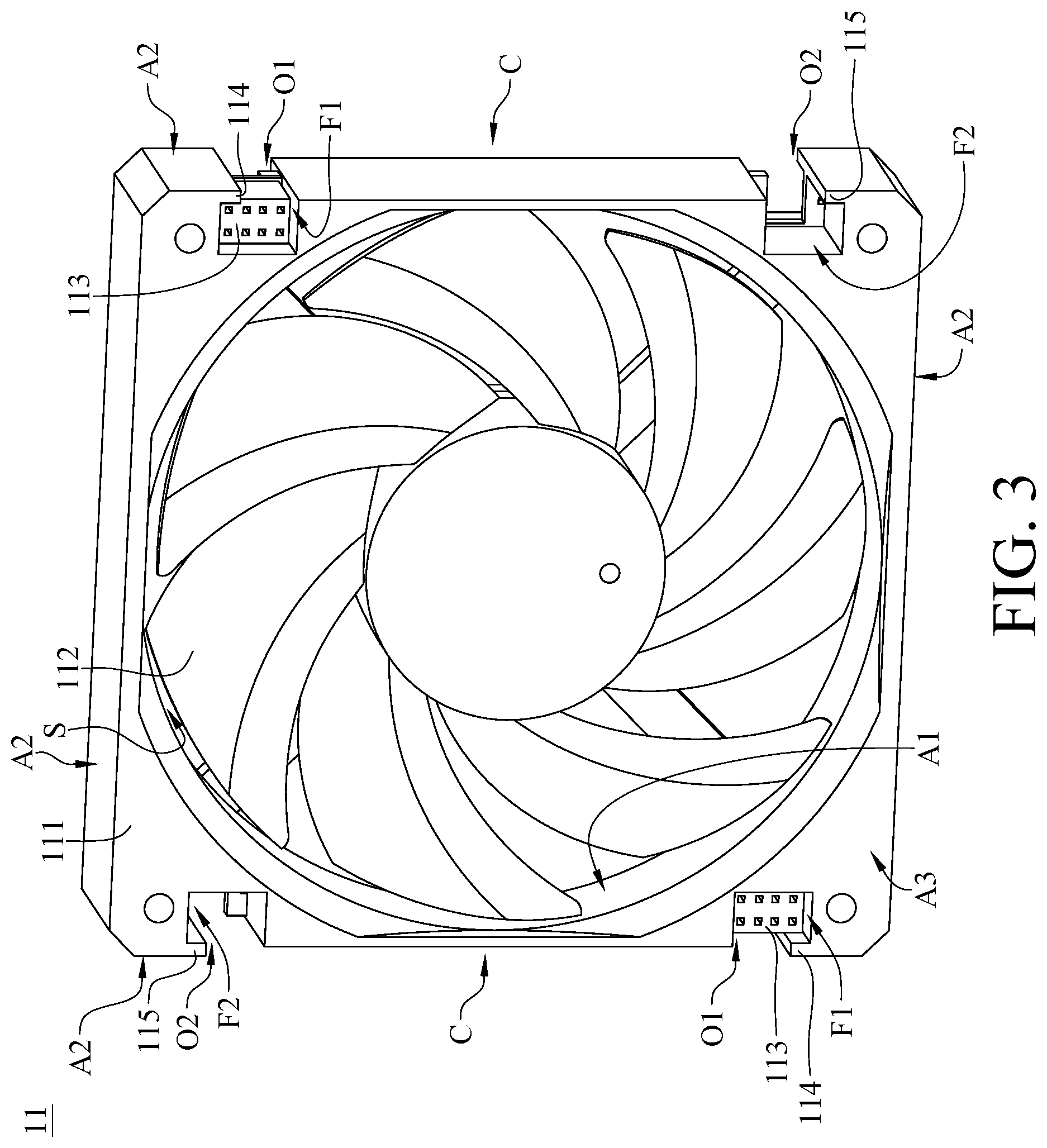 Patent US12410814 Figure 3 – Fan assembly, fan apparatus, and connector