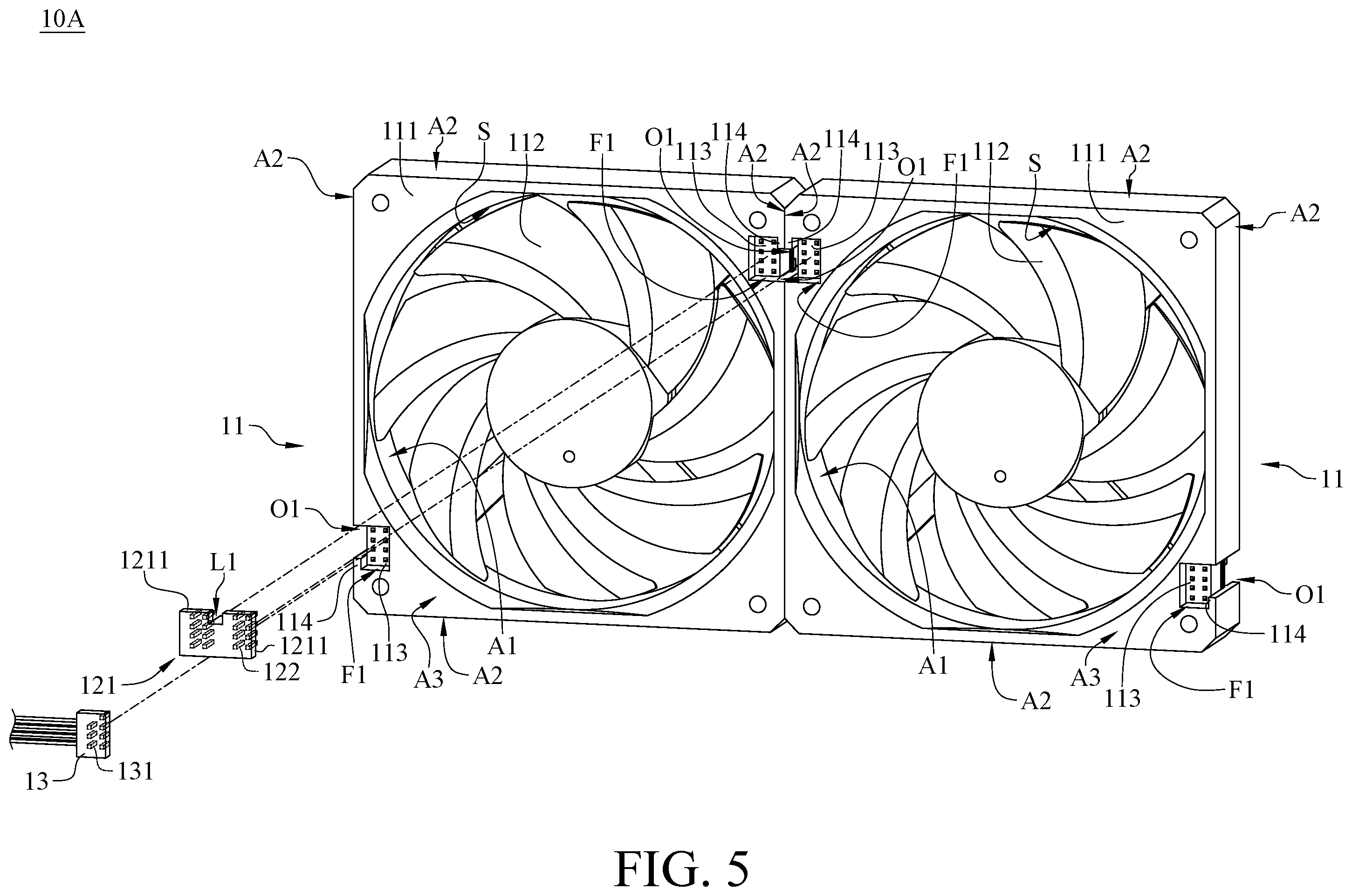 Patent US12410814 Figure 5 – Fan assembly, fan apparatus, and connector