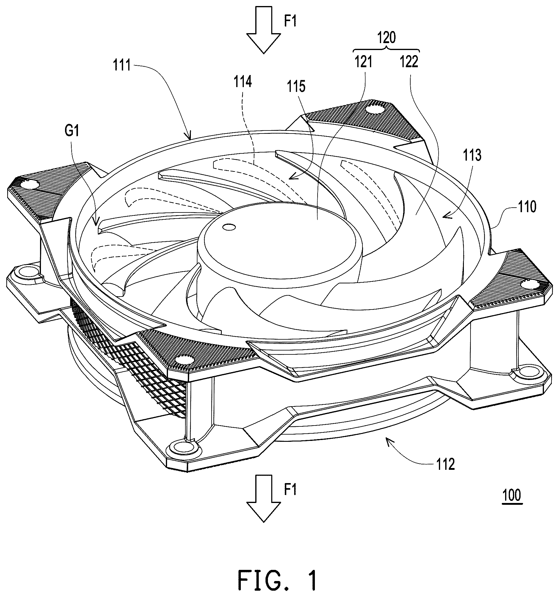 Patent US12410815 Figure 1 – Axial-flow heat-dissipation fan