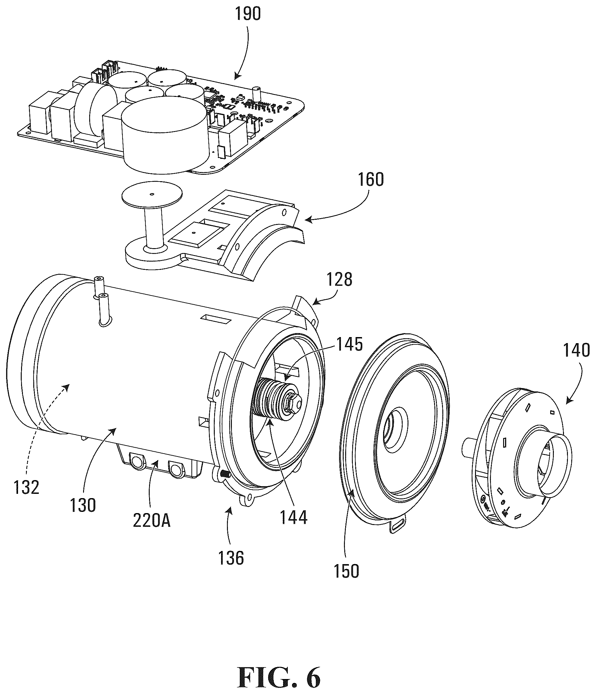 Patent US12410817 Figure 6 – Water-cooled pump assembly for bathing unit system and pump assembly for bathing unit system with mounting brackets