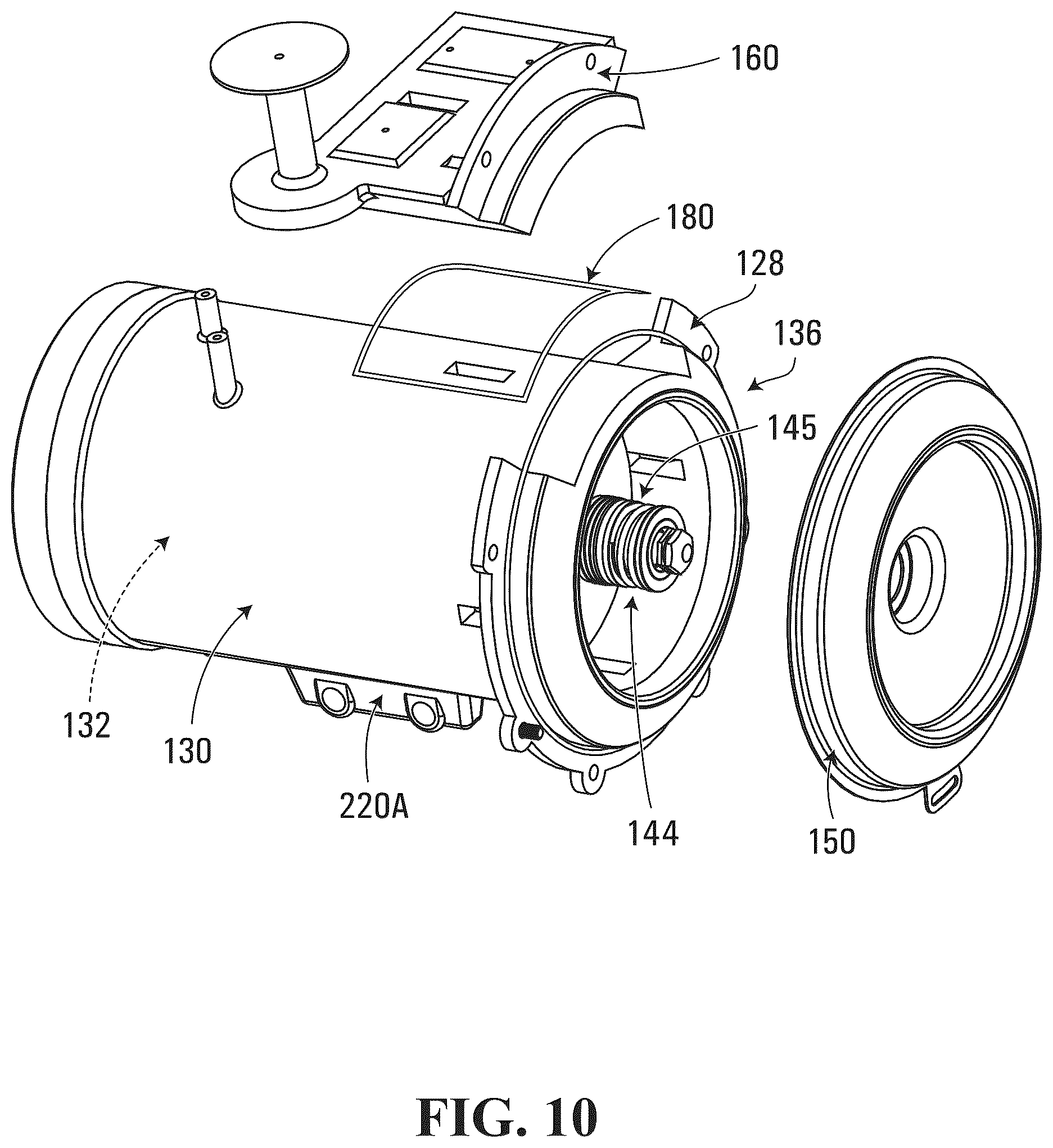 Patent US12410817 Figure 10 – Water-cooled pump assembly for bathing unit system and pump assembly for bathing unit system with mounting brackets
