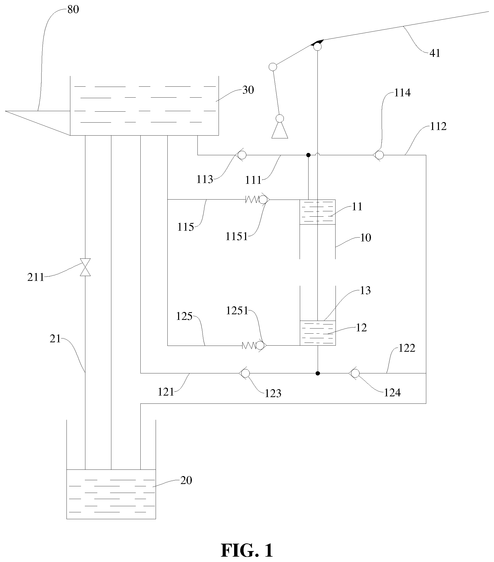 Patent US12410824 Figure 1 – Hydraulic oil-circuit system and hydraulic jack