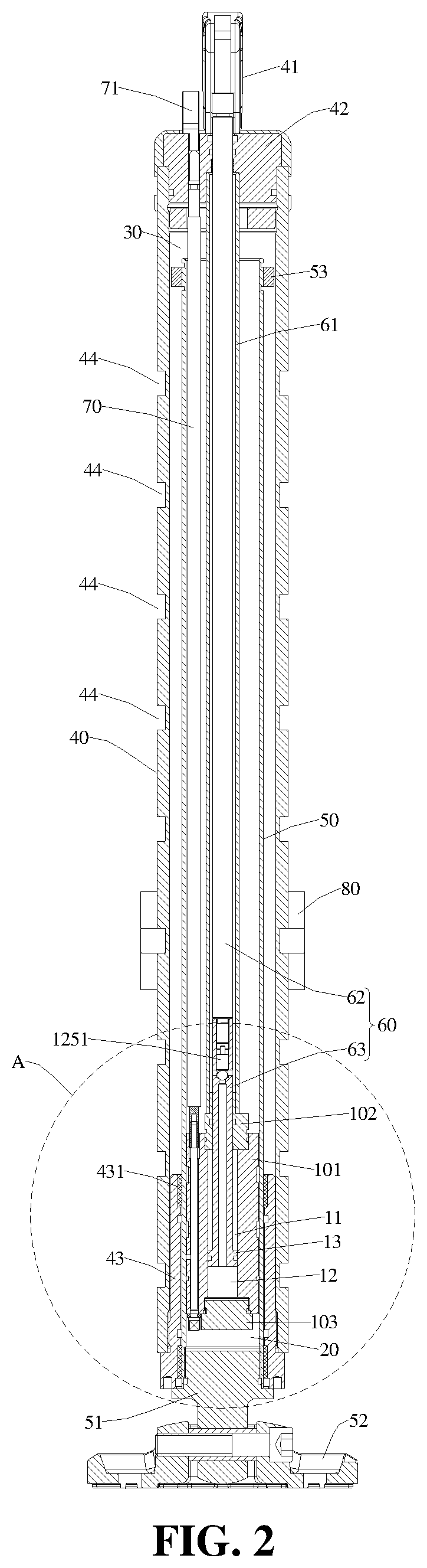 Patent US12410824 Figure 2 – Hydraulic oil-circuit system and hydraulic jack