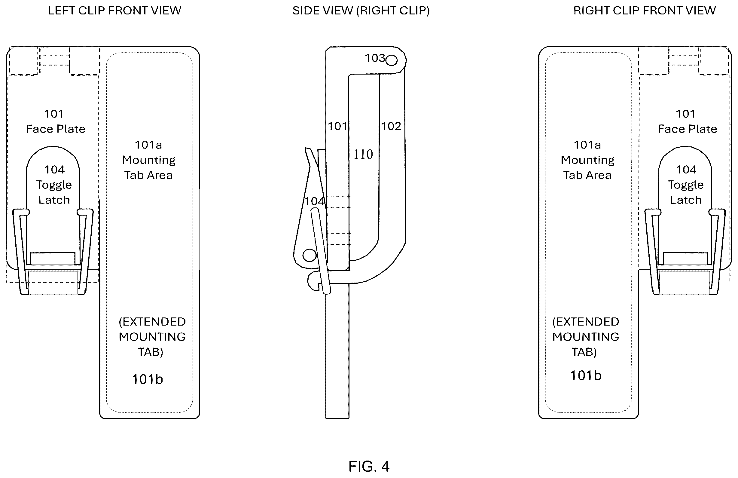 Patent US12410826 Figure 4 – Secure quick attach/detach clip
