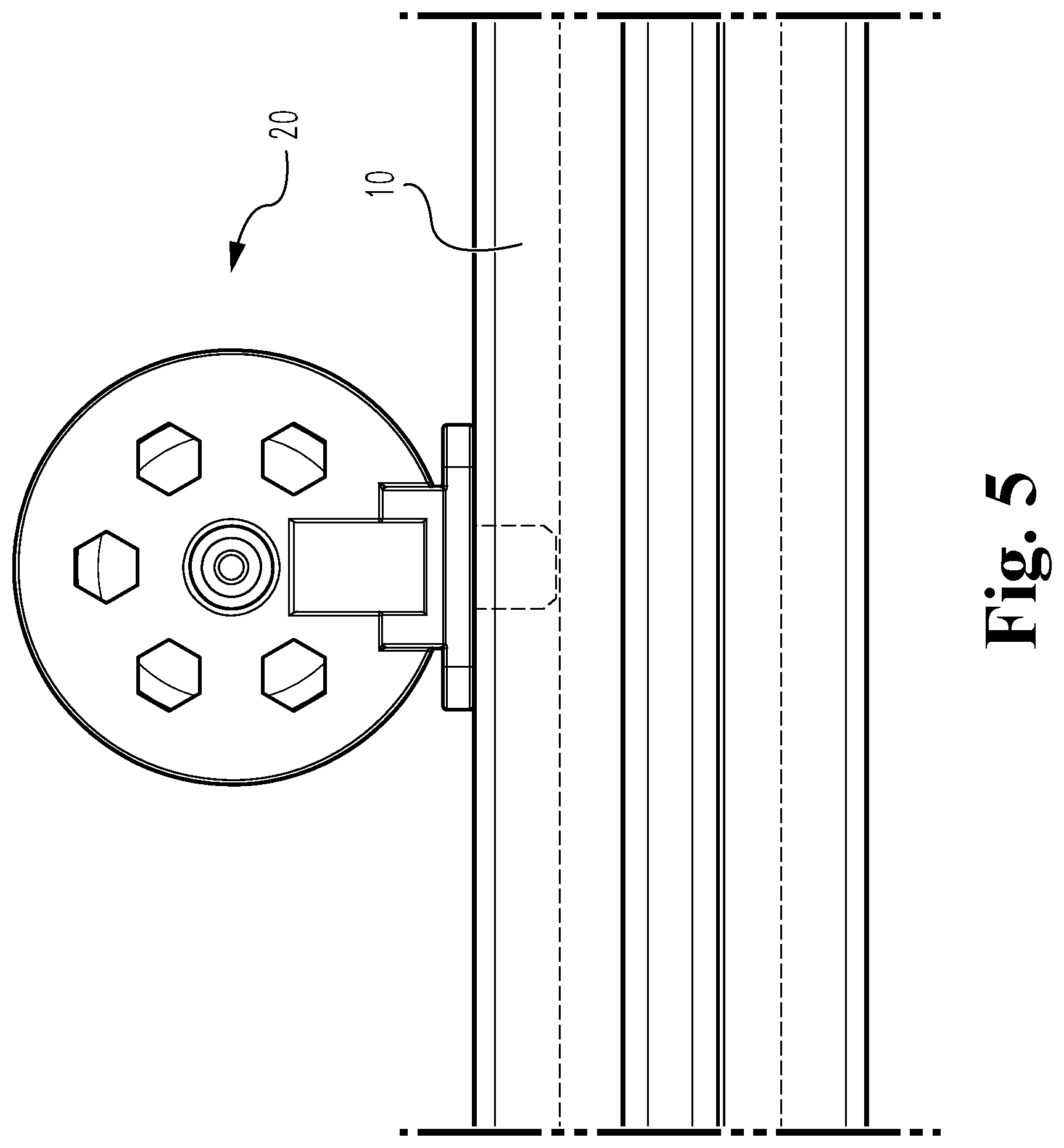 Patent US12410829 Figure 5 – Unitary bracket for T-slotted rails