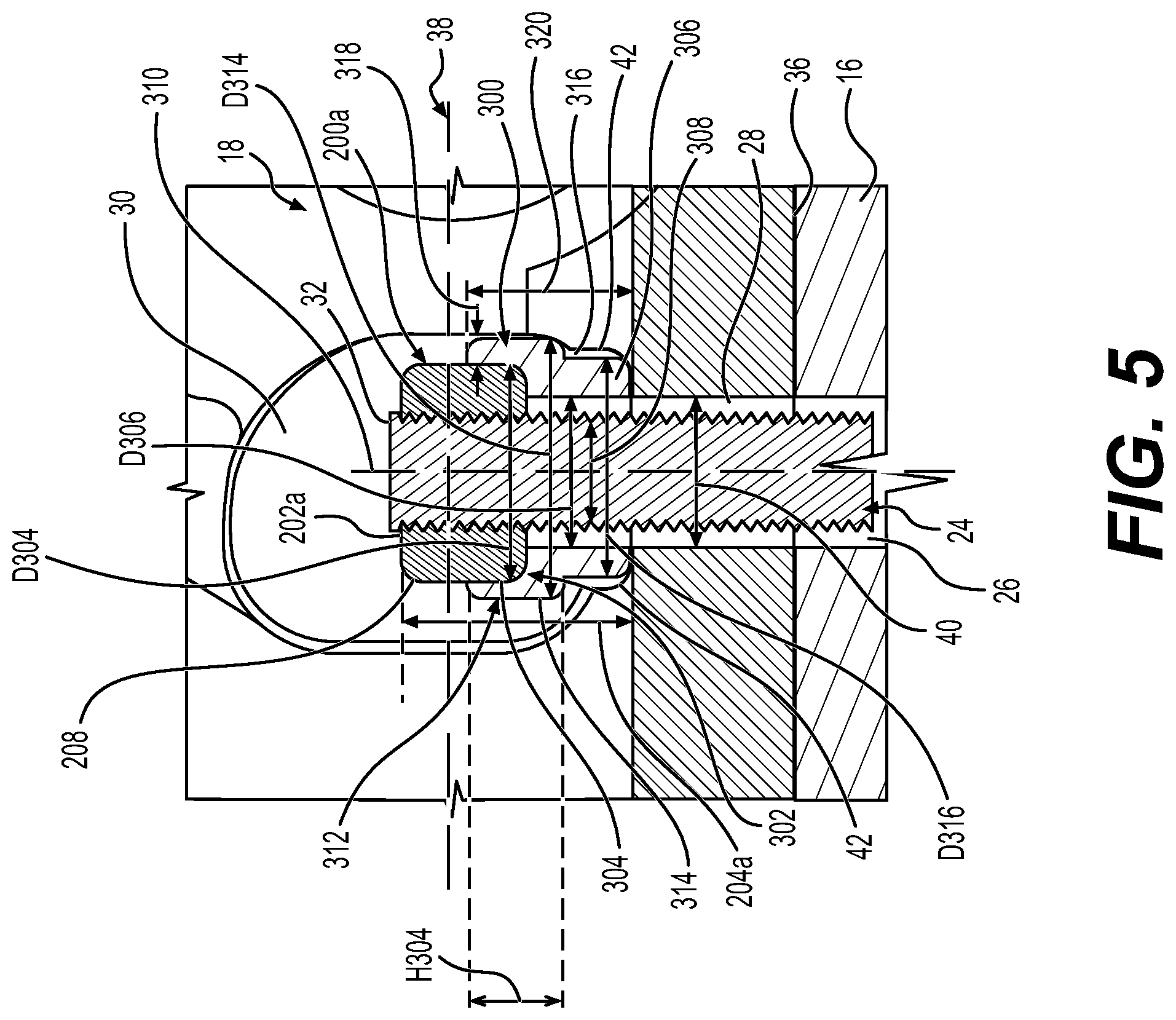 Patent US12410831 Figure 5 – Track bolt stretch device with nut and spacer