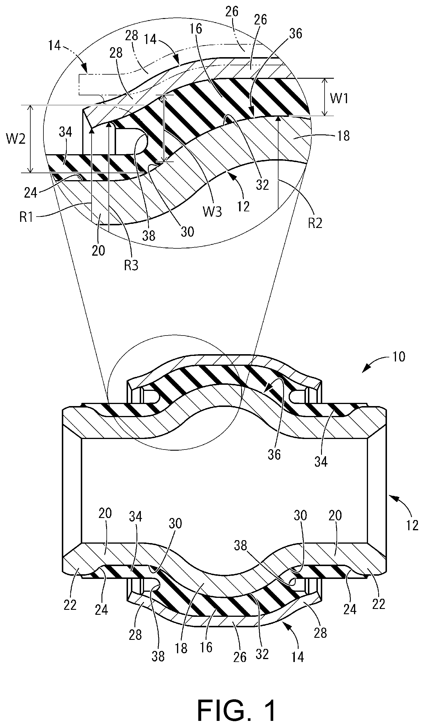 Patent US12410845 Figure 1 – Sliding bushing