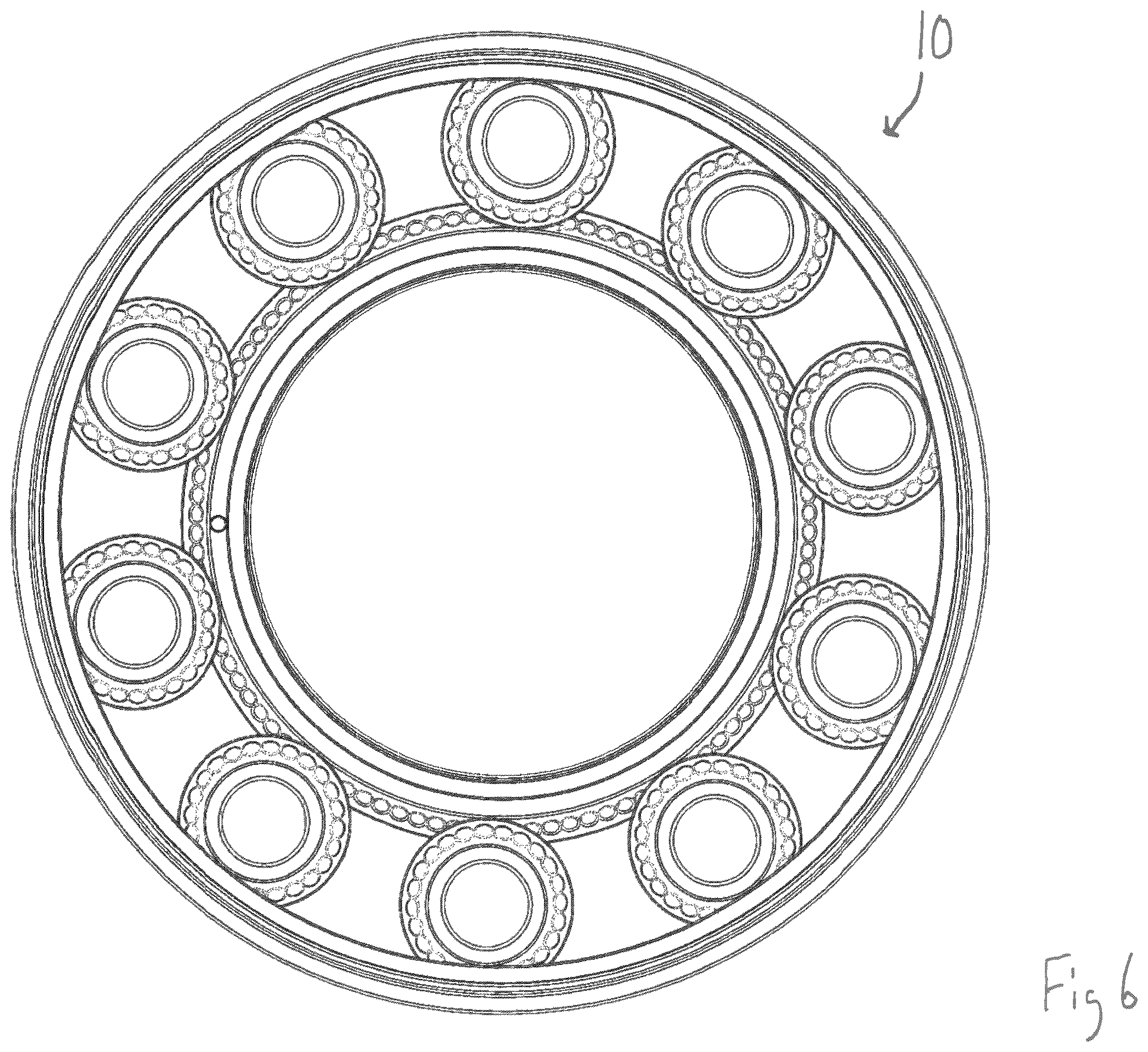 Patent US12410850 Figure 6 – Roller bearing and gear assembly