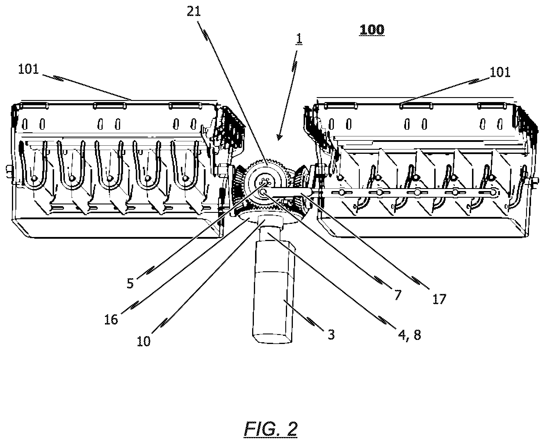 Patent US12410851 Figure 2 – Drive unit for actuating a plurality of functions of an air vent system of an air distribution system, and air vent system with a drive unit of this type