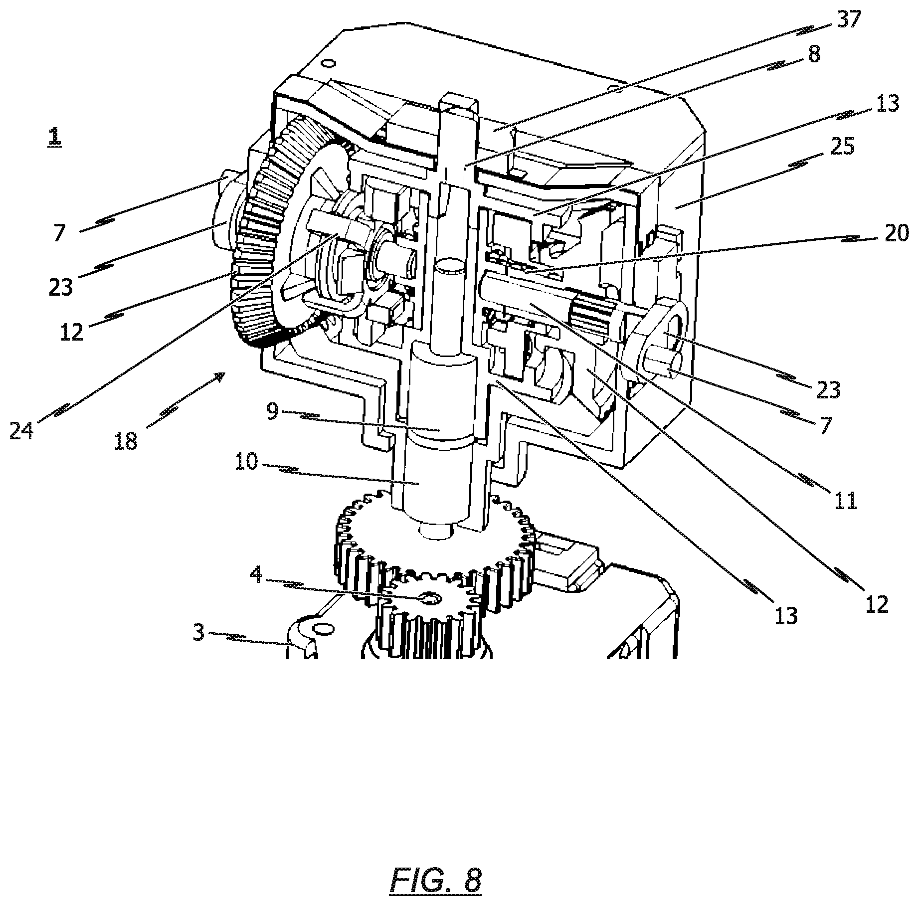 Patent US12410851 Figure 6 – Drive unit for actuating a plurality of functions of an air vent system of an air distribution system, and air vent system with a drive unit of this type