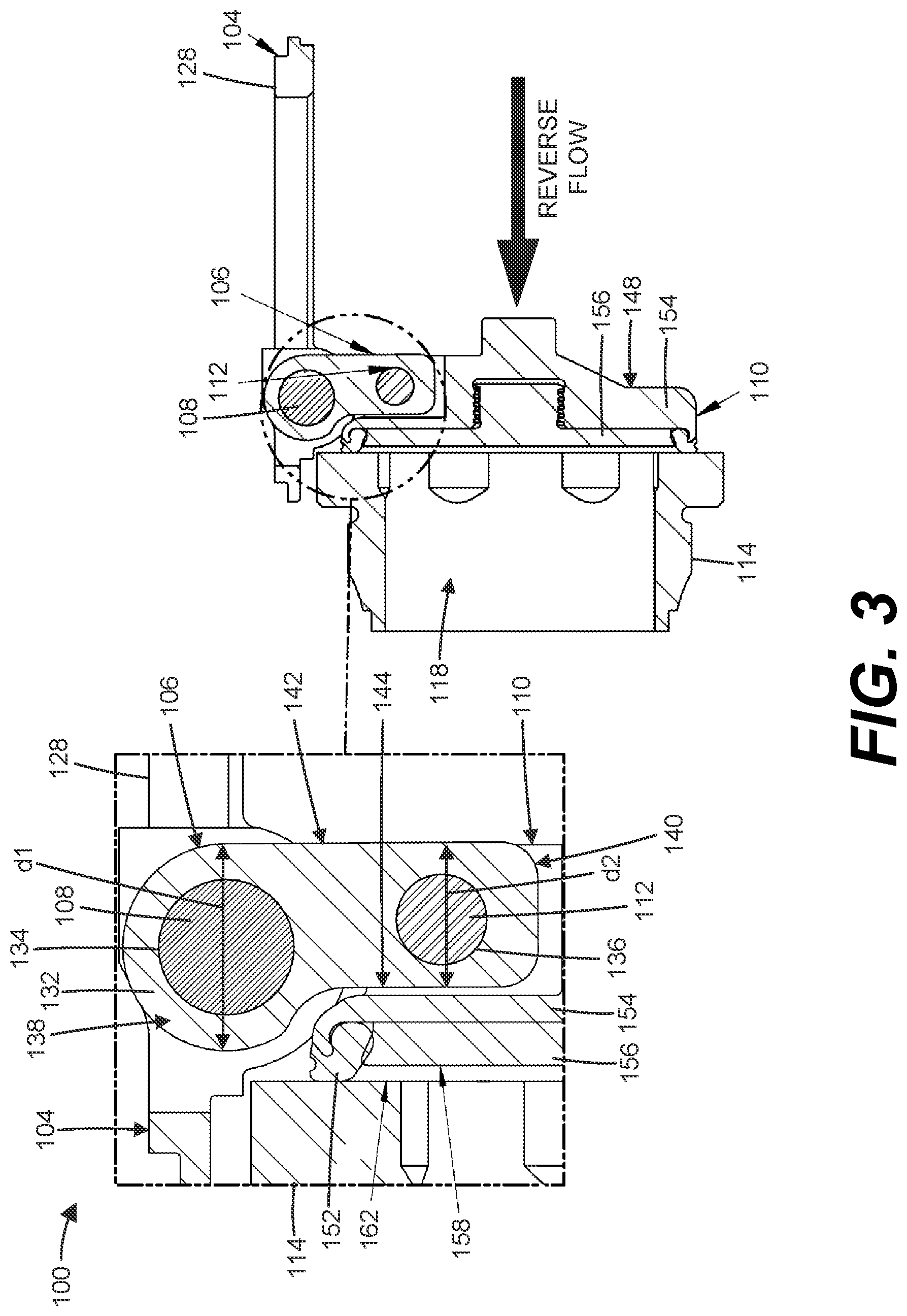 Patent US12410869 Figure 3 – Two-pin clapper check valve