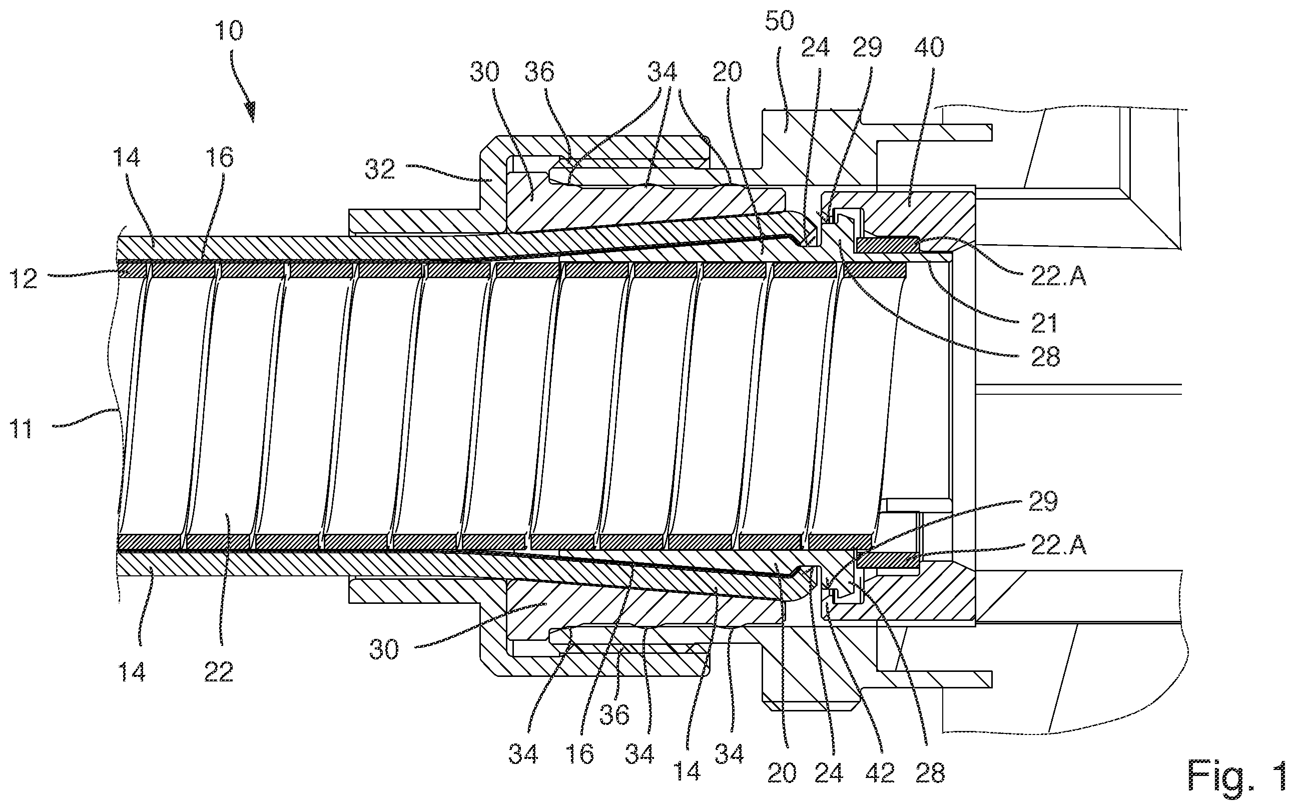 Patent US12410875 — Fluid-tight hose connection — Figure 1