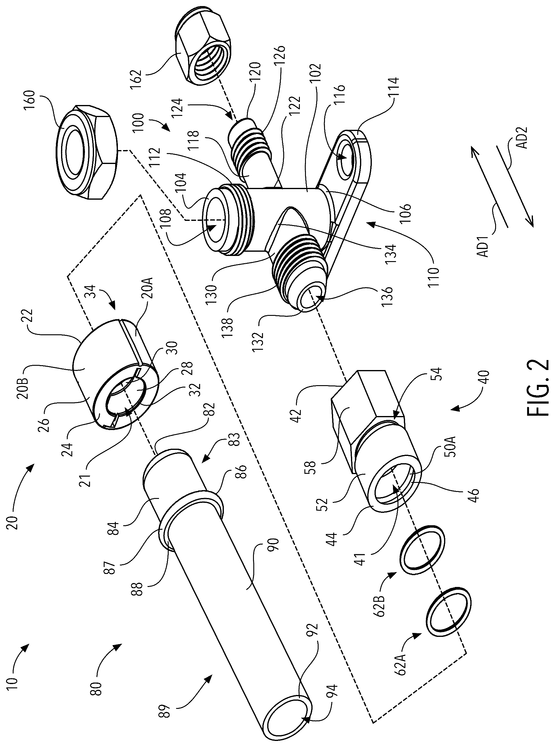 Patent US12410876 Figure 2 – Fluid connection assembly