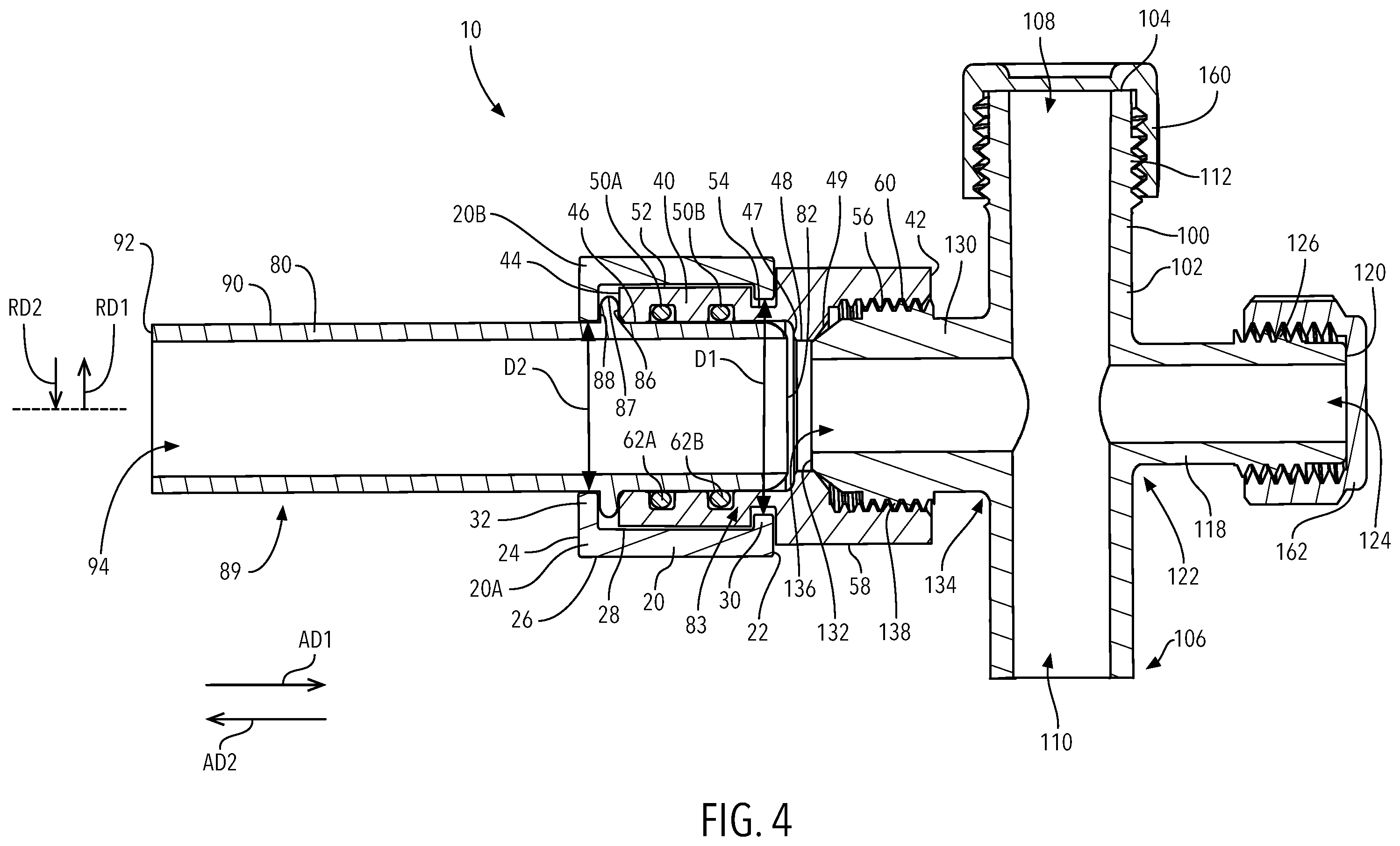 Patent US12410876 Figure 4 – Fluid connection assembly