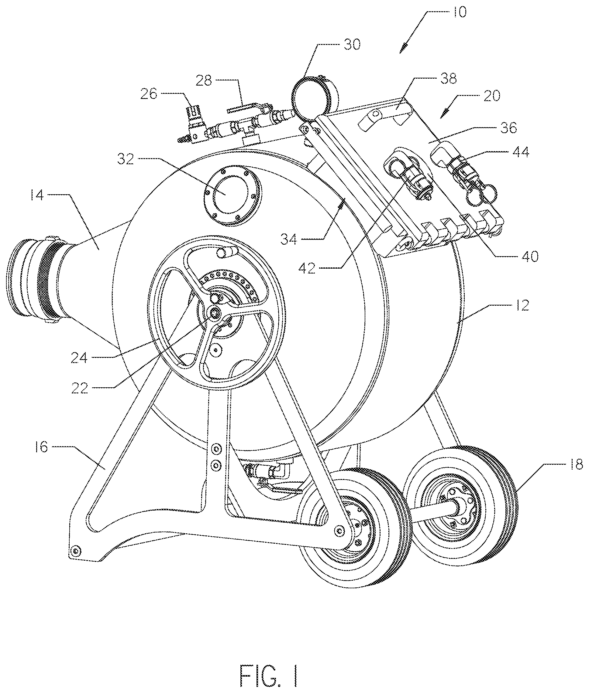 Patent US12410879 Figure 1 – Latch assembly for use with an inversion drum