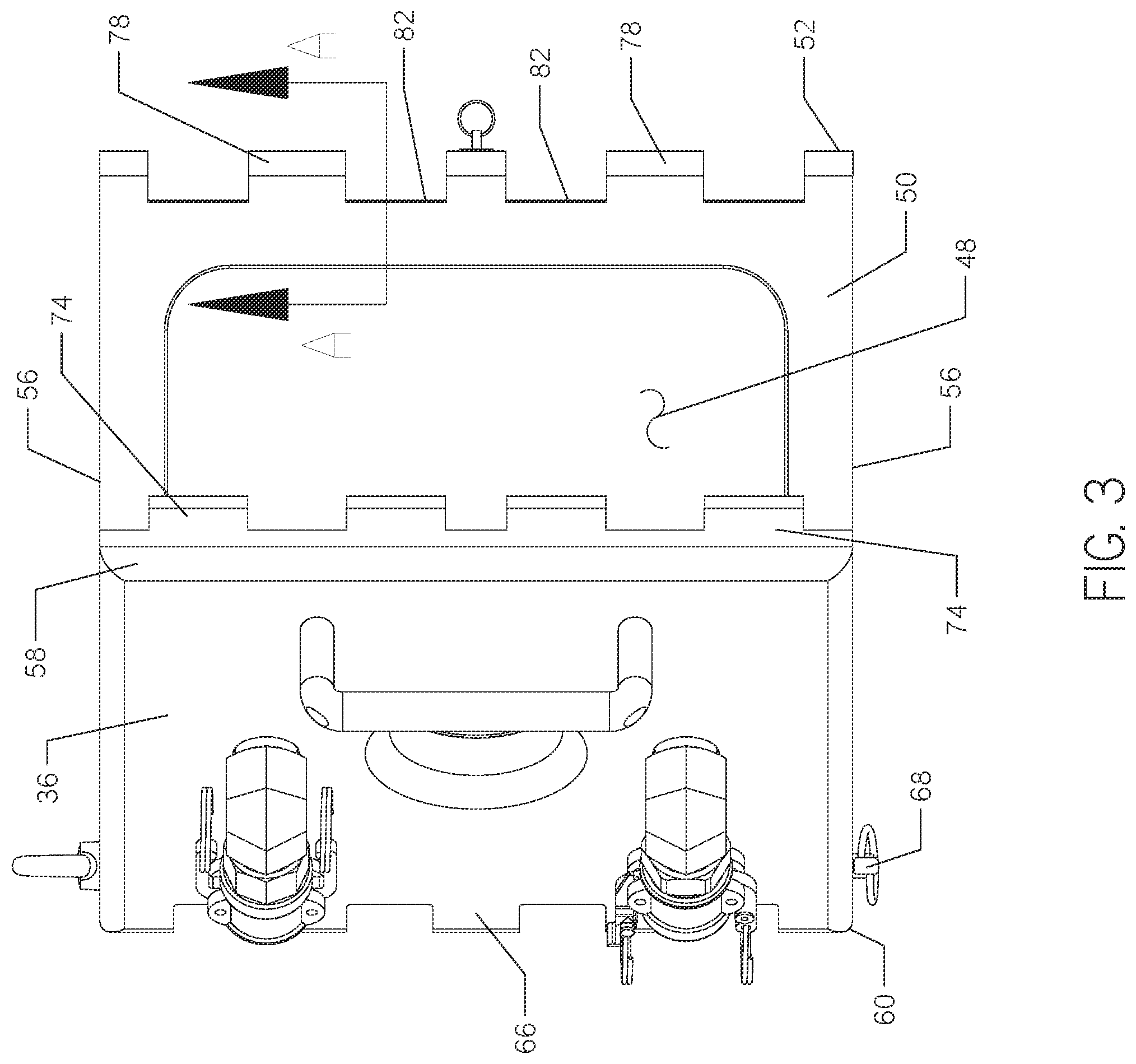 Patent US12410879 Figure 3 – Latch assembly for use with an inversion drum