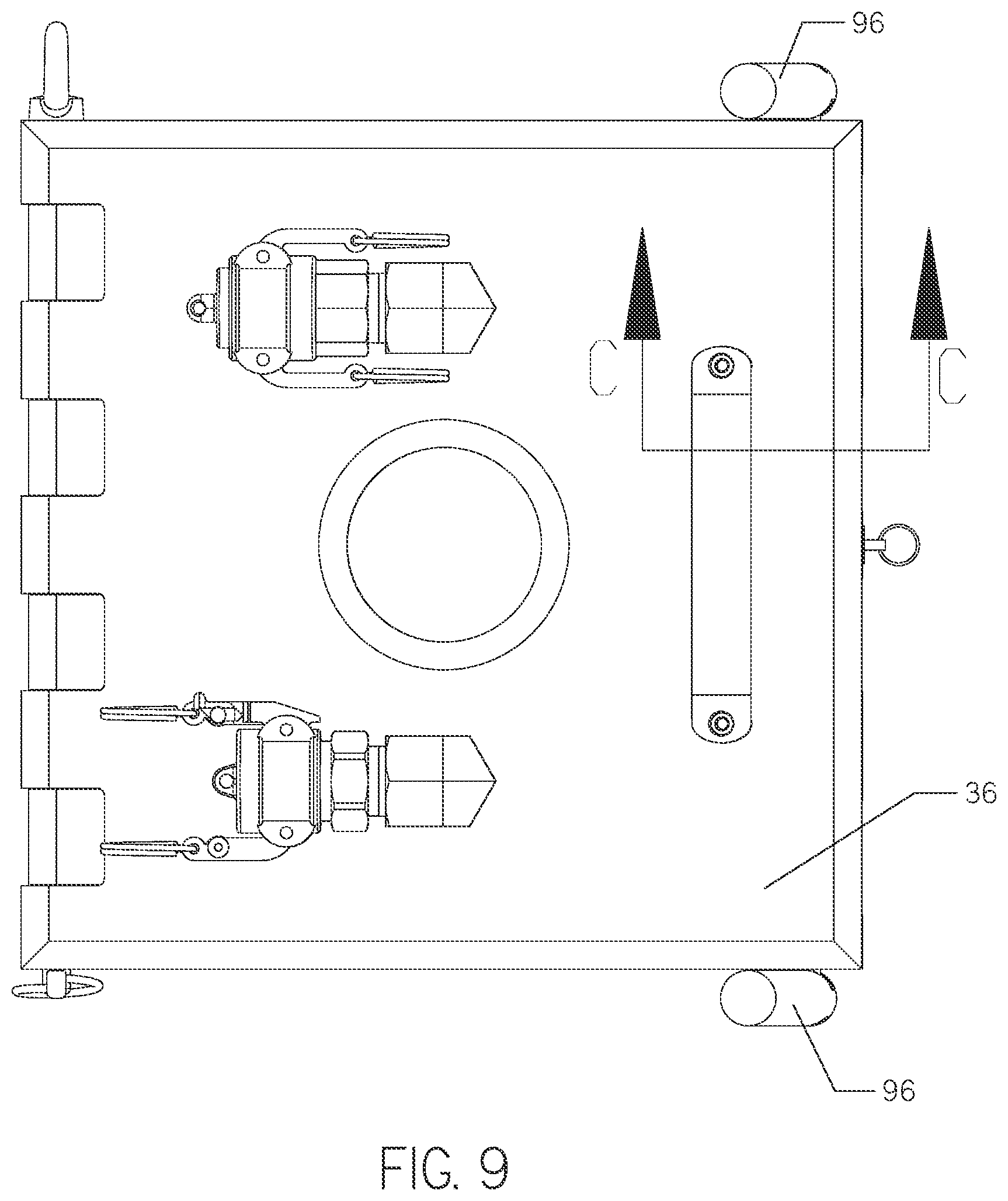 Patent US12410879 Figure 9 – Latch assembly for use with an inversion drum