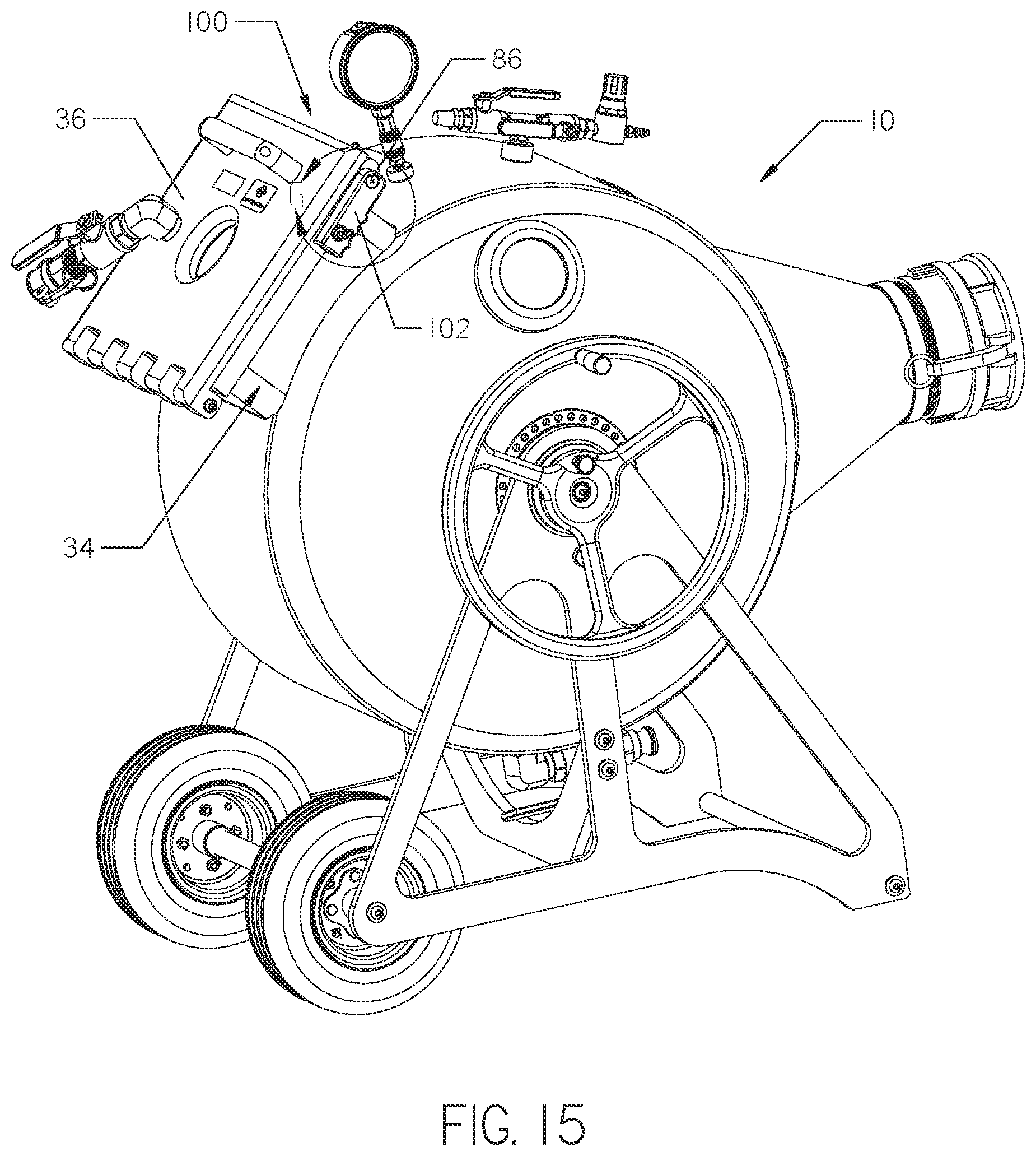 Patent US12410879 Figure 15 – Latch assembly for use with an inversion drum