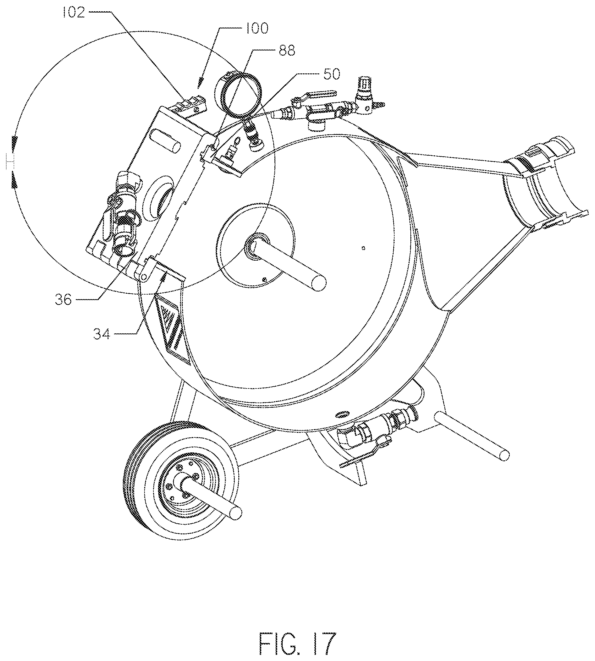 Patent US12410879 Figure 17 – Latch assembly for use with an inversion drum