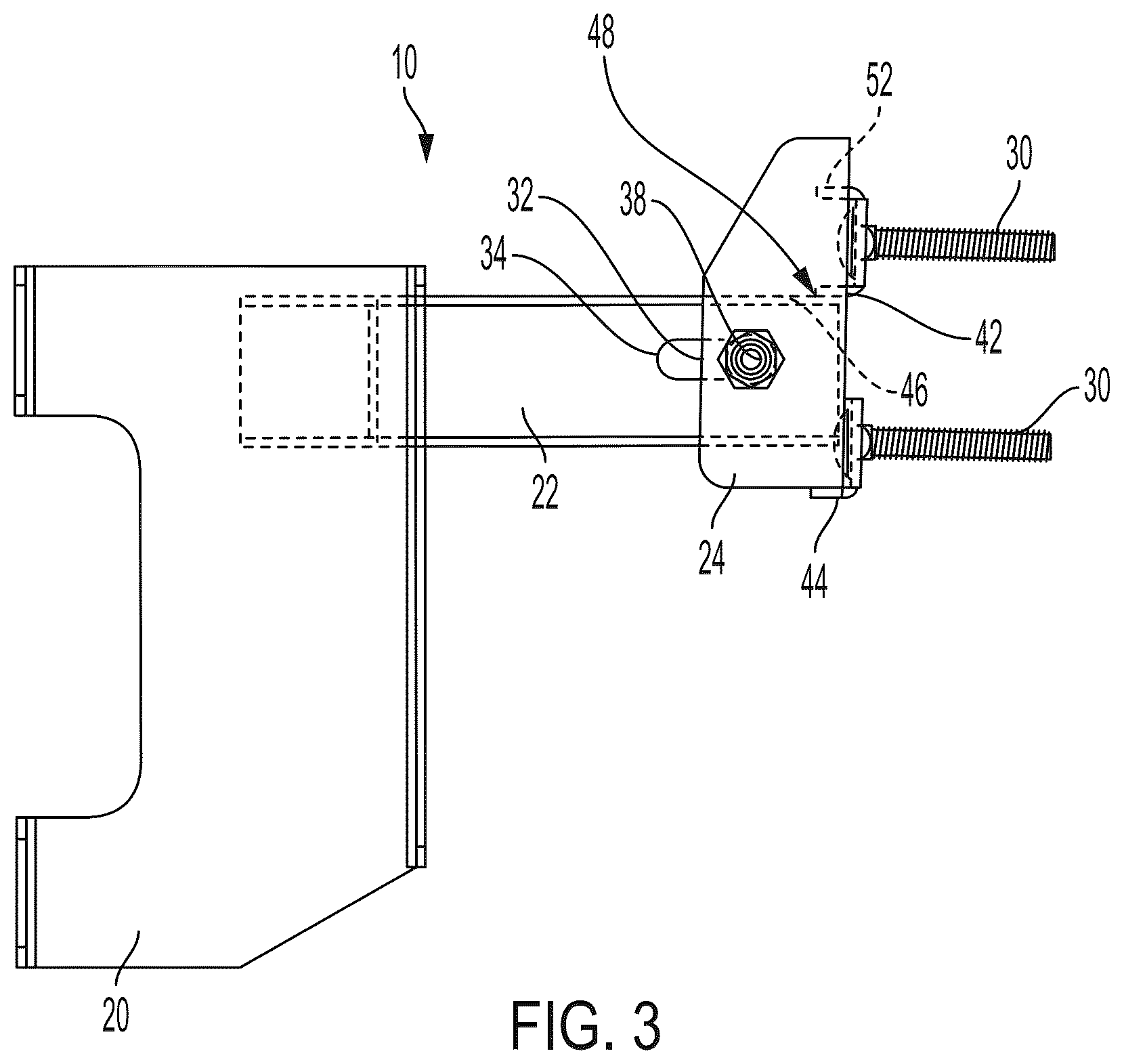 Patent US12410884 Figure 3 – Compact swing arm assemblies