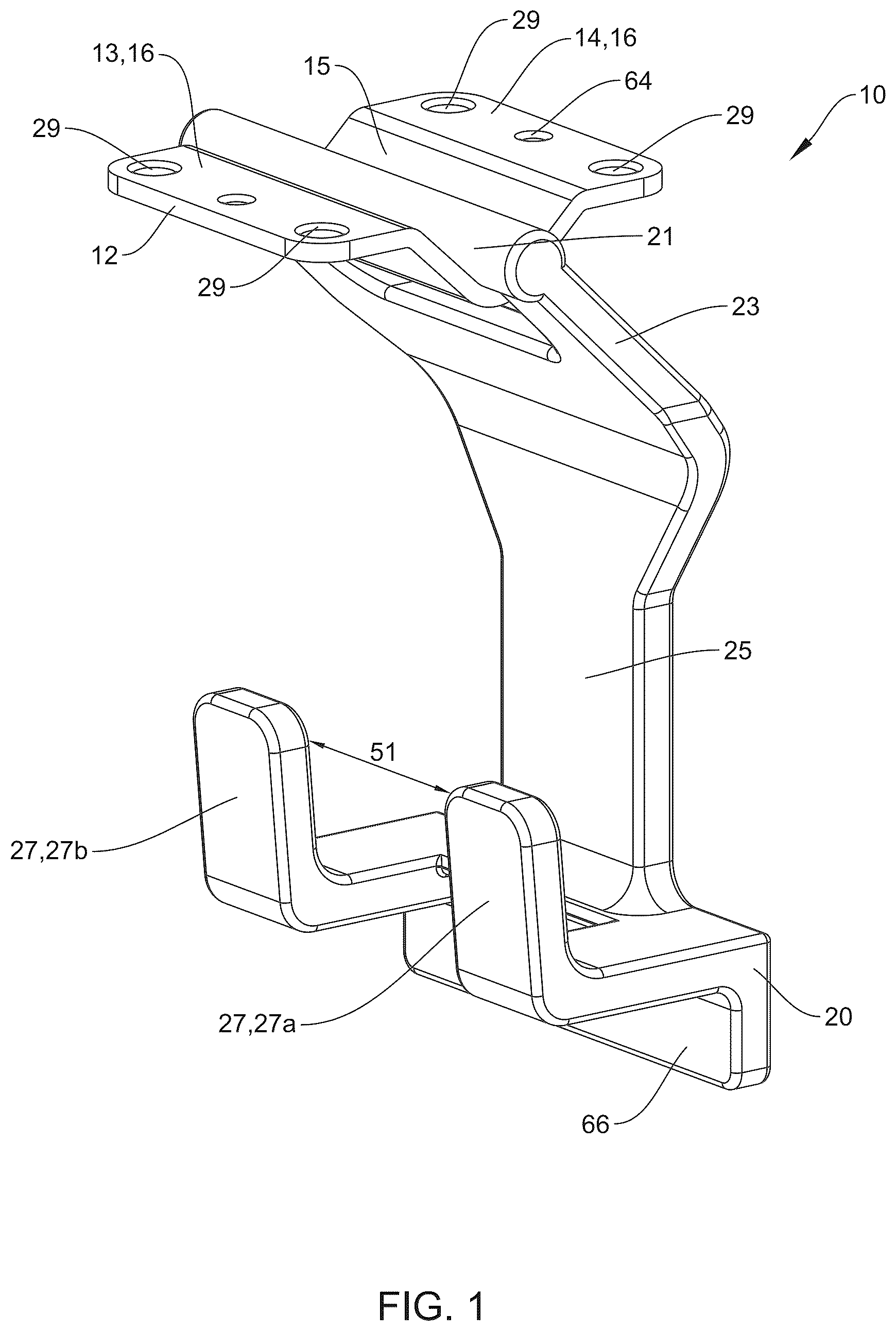Patent US12410885 Figure 1 – Ceiling mounted plastic storage bin holder