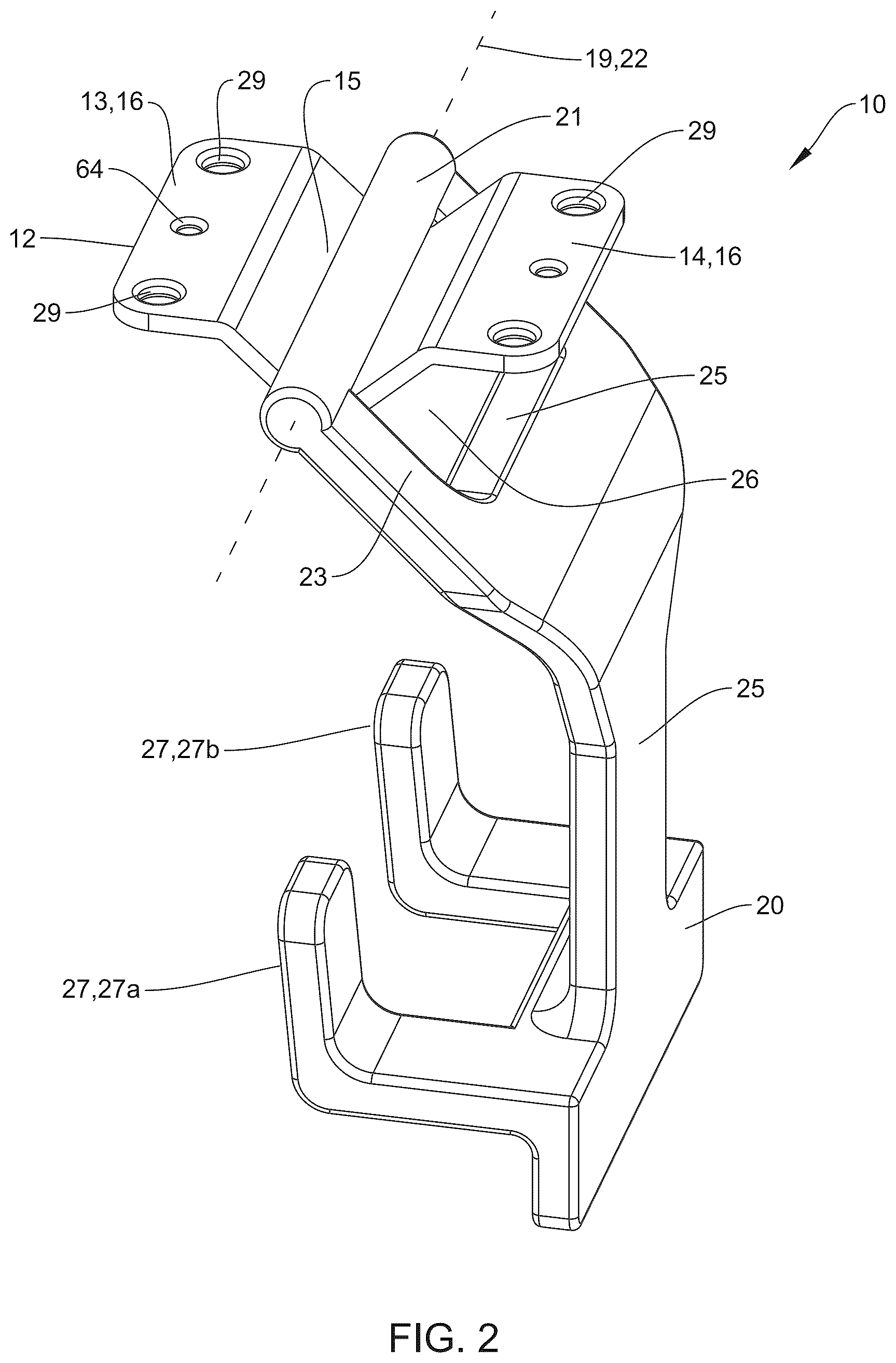 Patent US12410885 Figure 2 – Ceiling mounted plastic storage bin holder