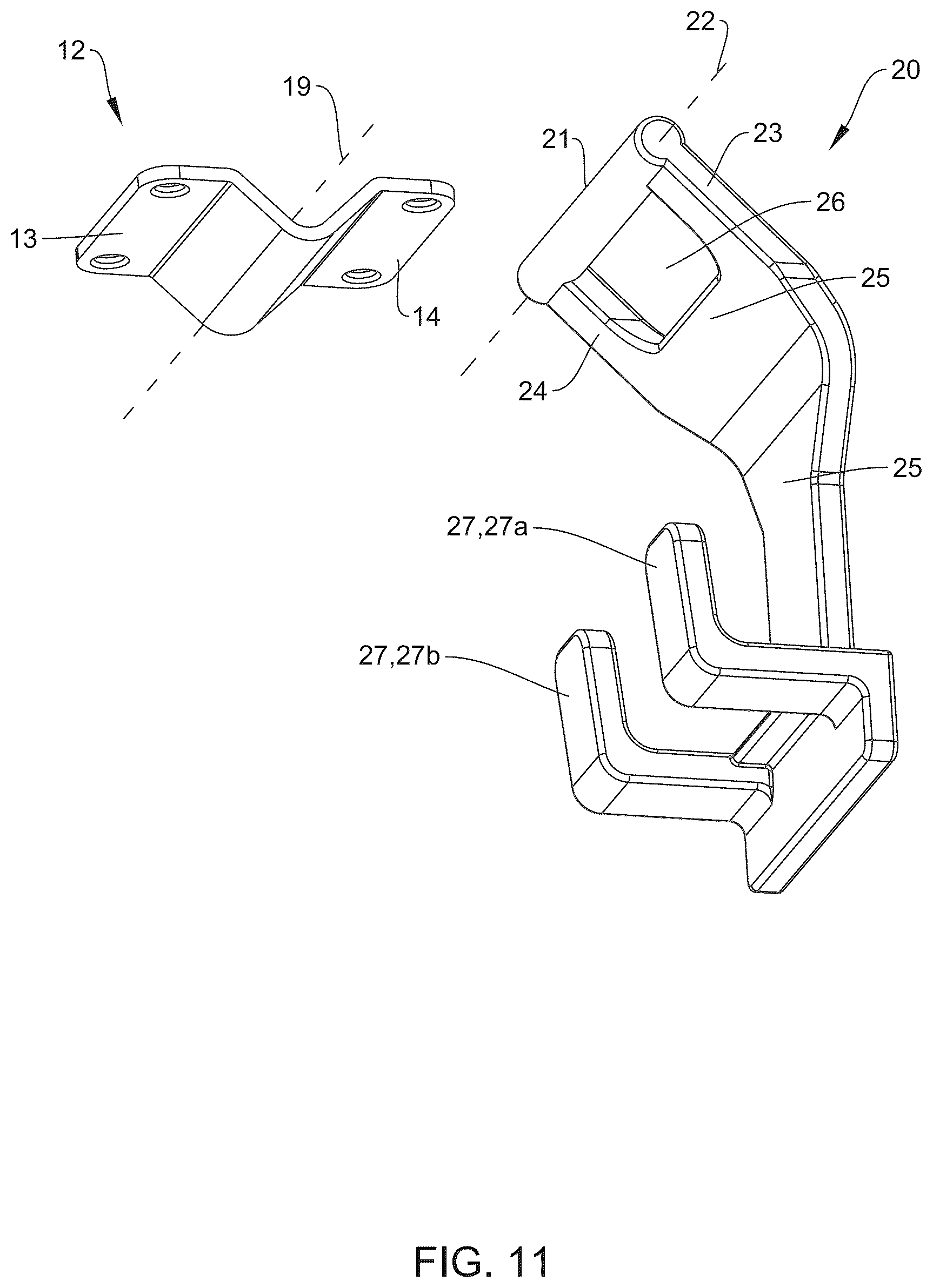 Patent US12410885 Figure 8 – Ceiling mounted plastic storage bin holder